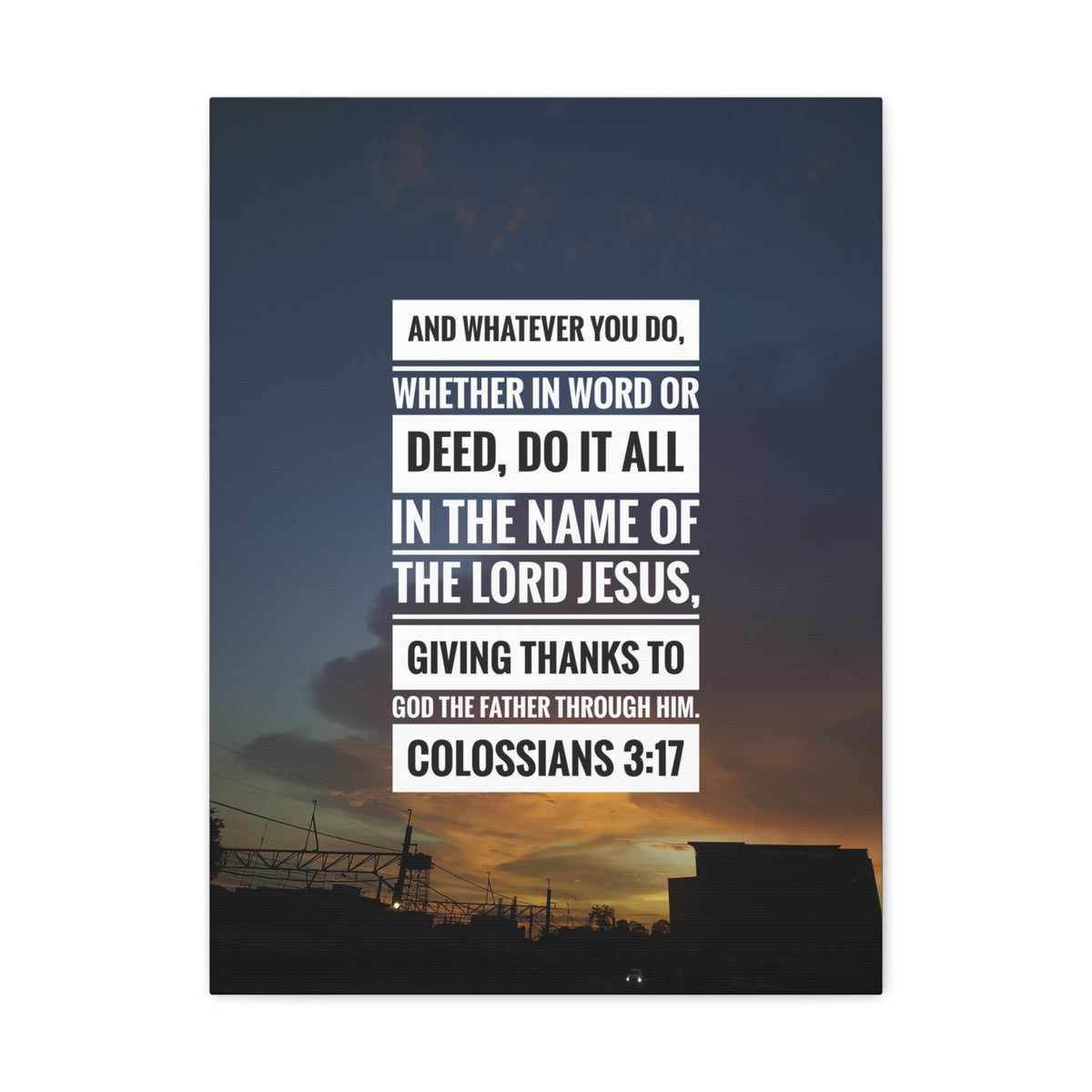 Scripture Canvas Thanks To God The Father Colossians 3:17 Christian Wall Art Bible Verse Print Ready to Hang-Express Your Love Gifts
