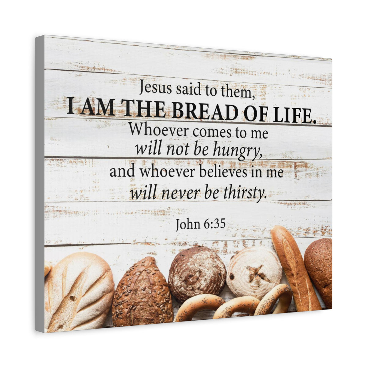 Bible Verse Canvas Bread of Life John 6:35 Scripture Wall Art Christian Home Decor-Express Your Love Gifts