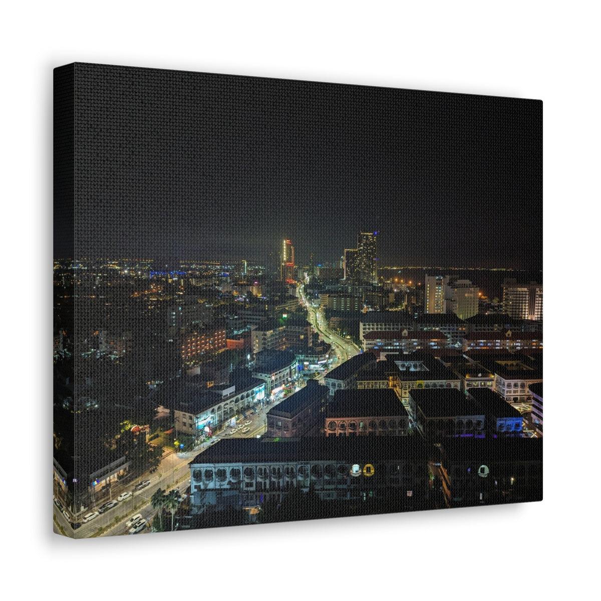 Pattaya Night View Canvas Artwork Breathtaking Thai City for Home Decor Ready to Hang-Express Your Love Gifts