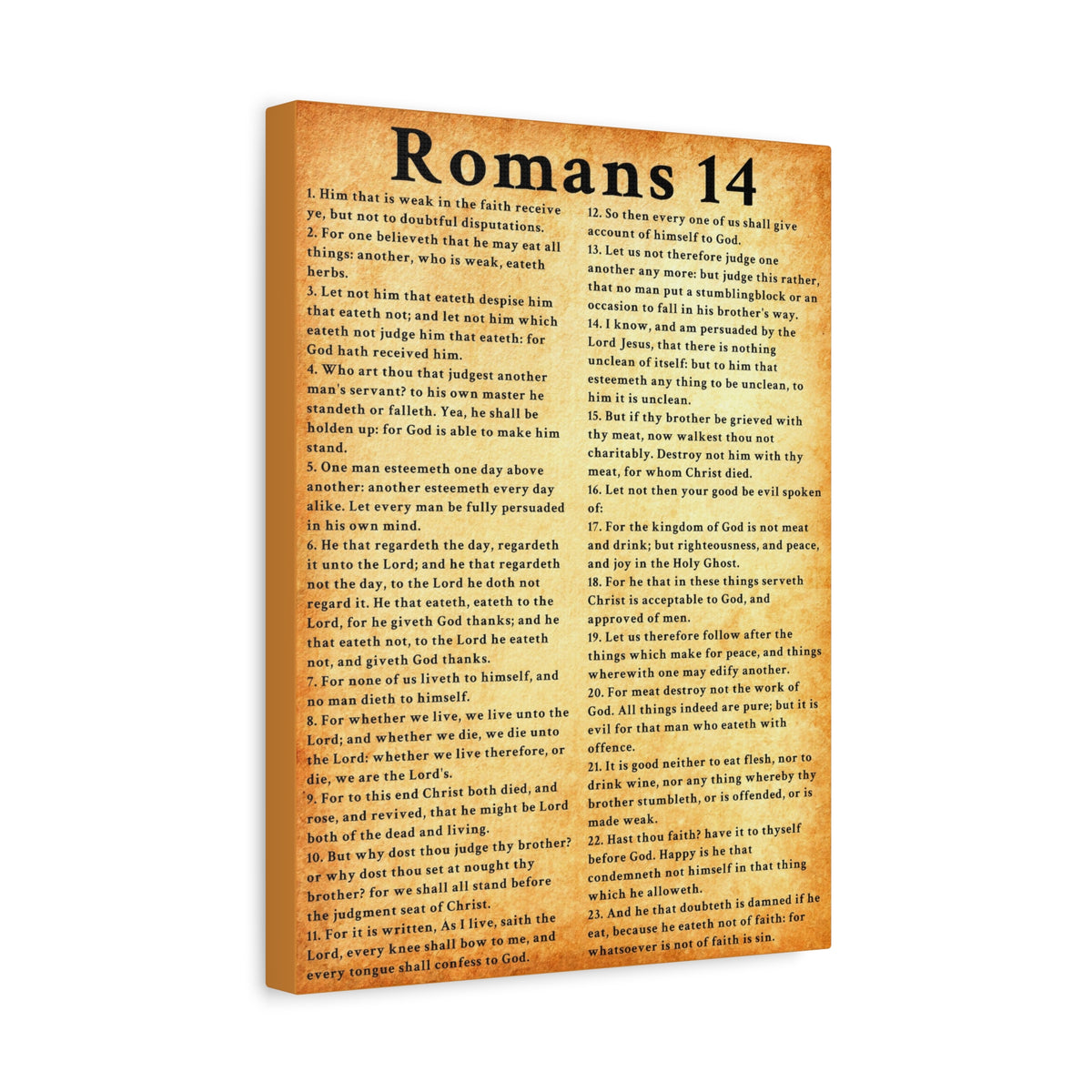 Scripture Walls Romans 14 Gold Bible Verse Canvas Christian Wall Art Ready to Hang Unframed-Express Your Love Gifts
