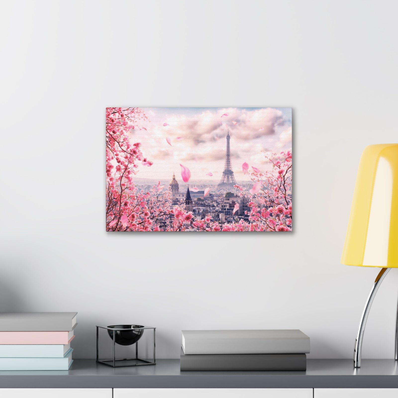 Paris Pink Tree Eiffel Tower France Canvas Artwork High-Quality Breathtaking French City for Home Decor Ready to Hang-Express Your Love Gifts