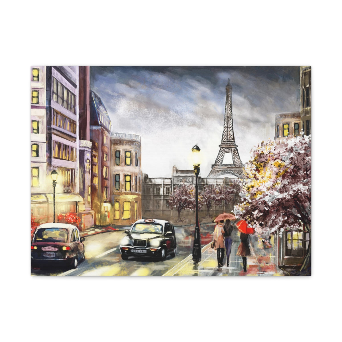Paris Couple Red Umbrella France Canvas Artwork High-Quality Breathtaking French City for Home Decor Ready to Hang-Express Your Love Gifts