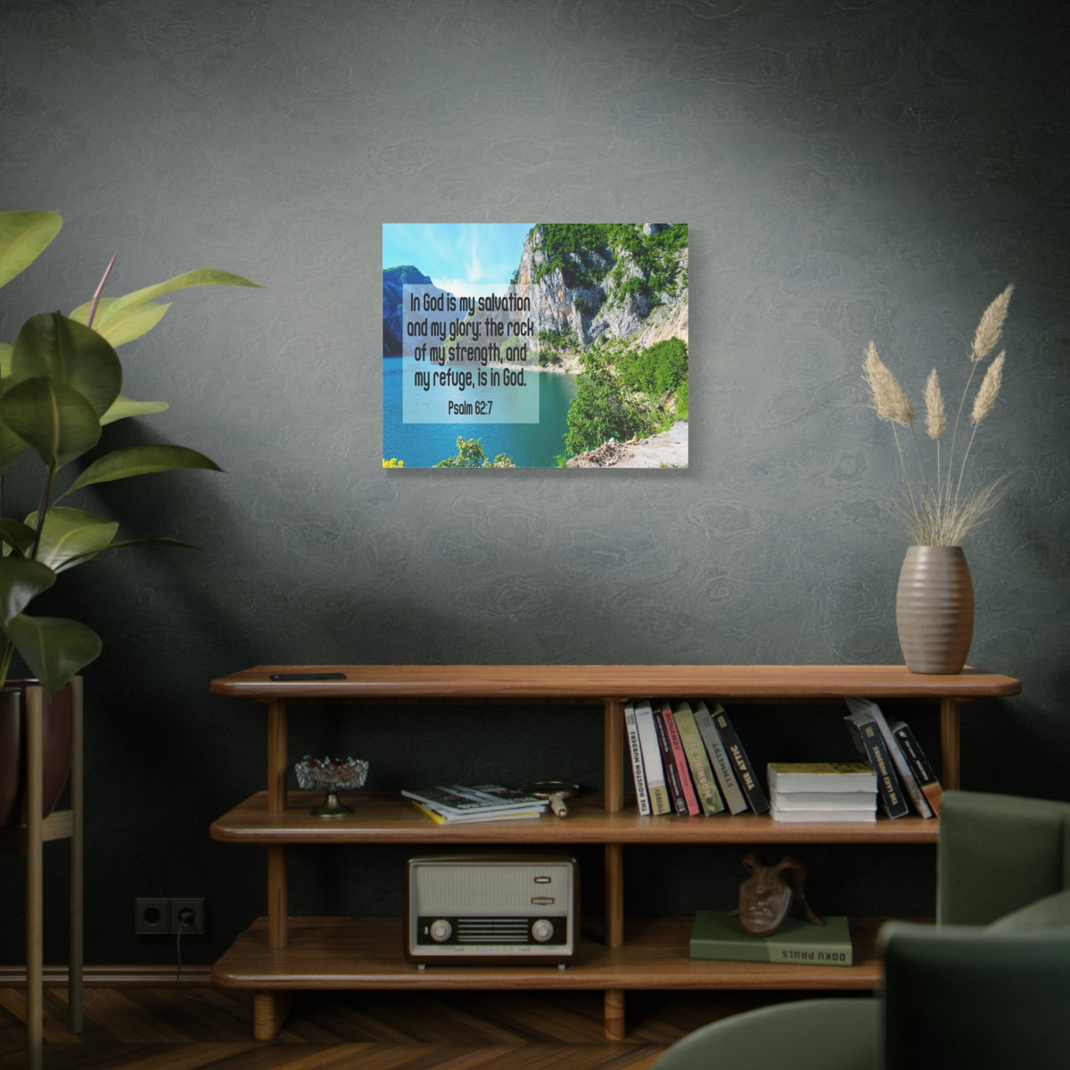 Scripture Canvas In God is My Salvation Psalm 62:7 Christian Wall Art Bible Verse Print Ready to Hang-Express Your Love Gifts