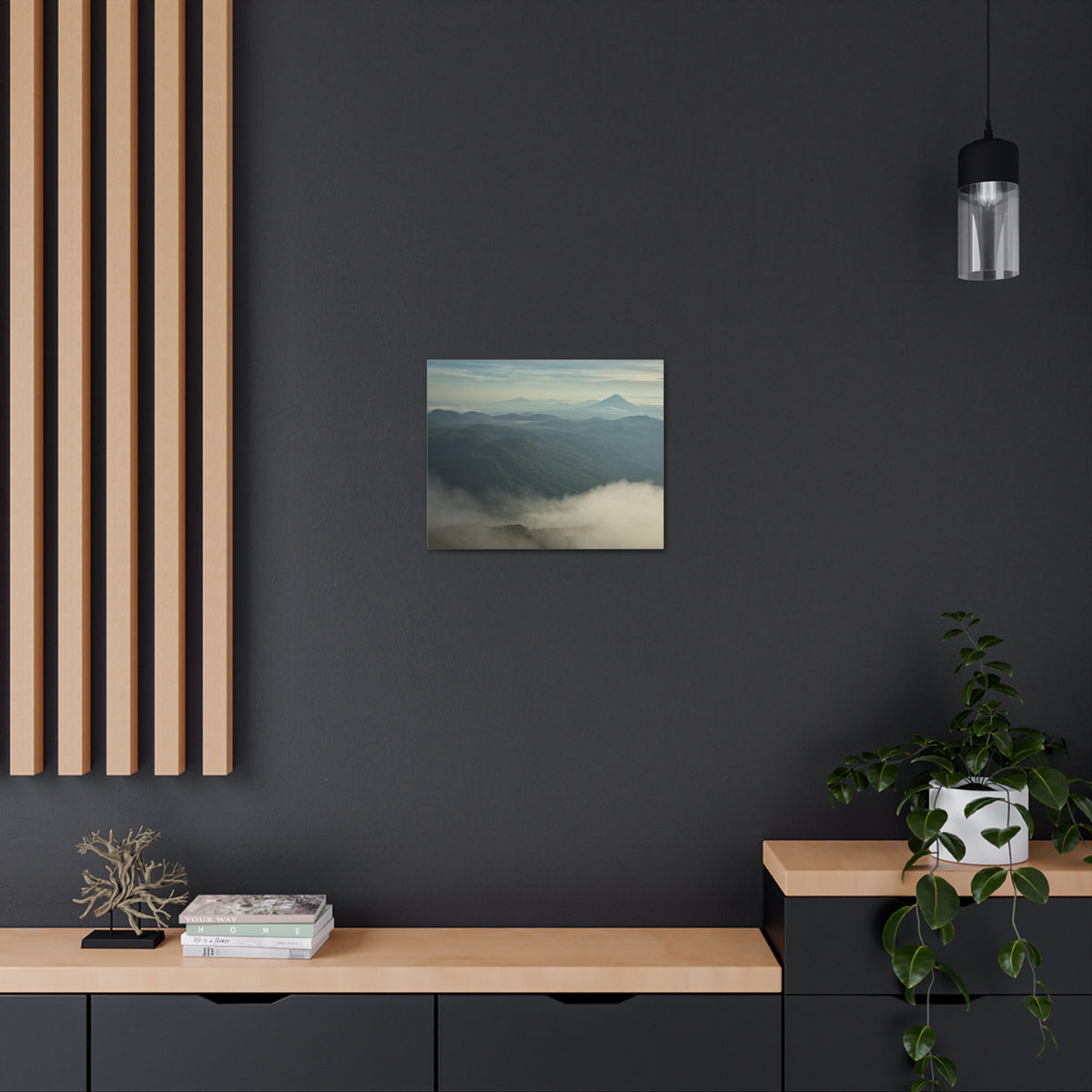 Misty Forest Mountain Nature Wilderness Photography Canvas Wall Art for Home Decor Ready-to-Hang-Express Your Love Gifts