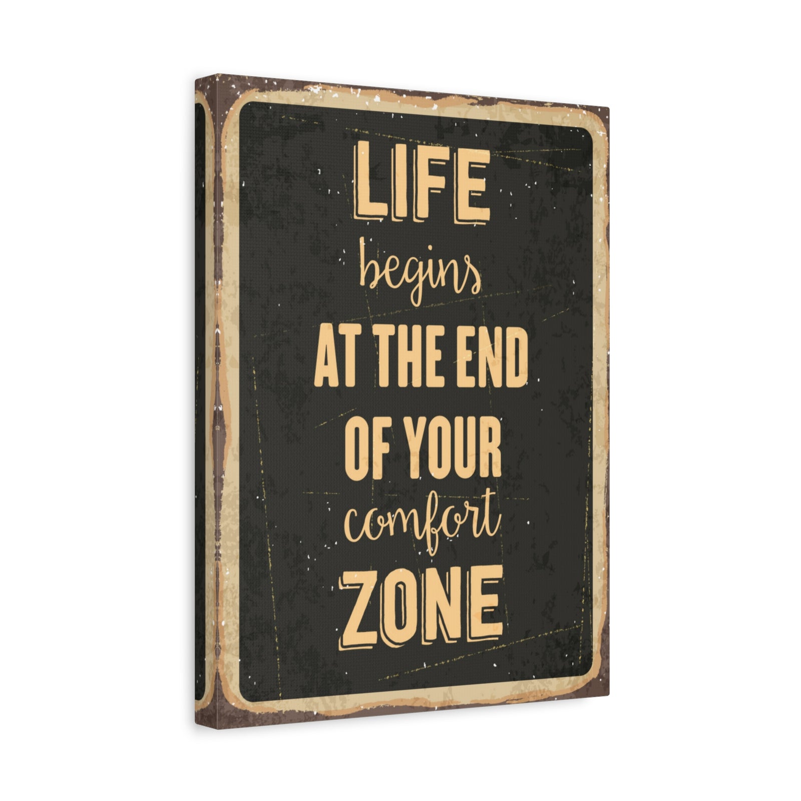 Inspirational Quote Canvas Life Begins Wall Art Motivational Motto Inspiring Prints Artwork Decor Ready to Hang-Express Your Love Gifts