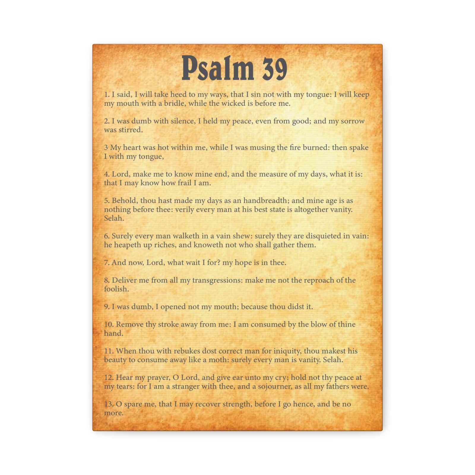 Scripture Walls Psalm 39 Gold Bible Chapter Canvas Christian Wall Art Ready to Hang-Express Your Love Gifts