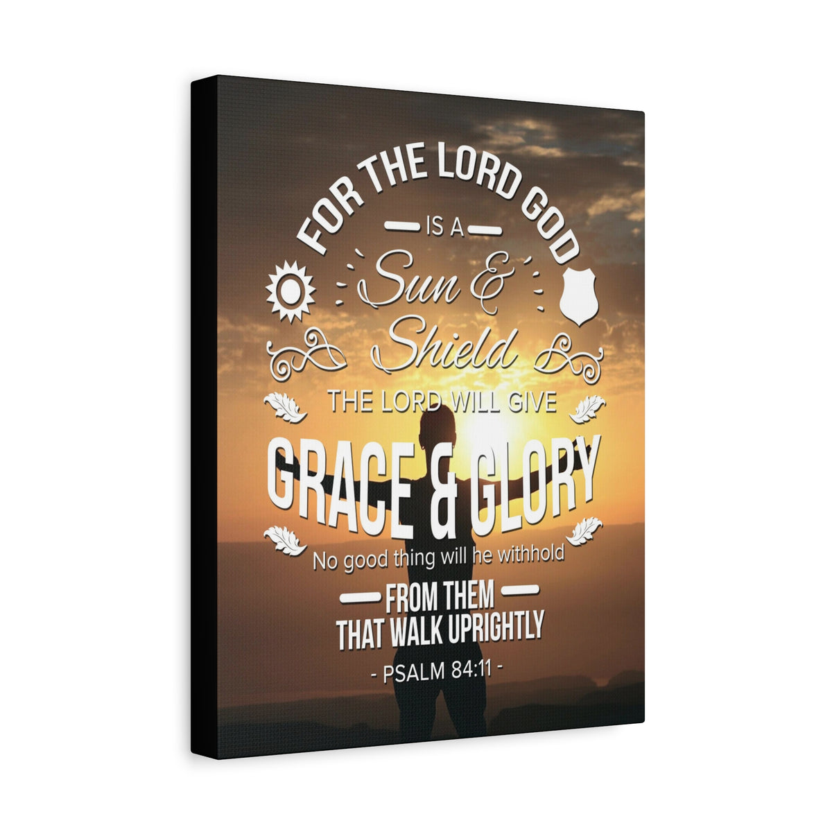 Scripture Canvas Grace And Glory Psalm 84:11 Christian Wall Art Bible Verse Print Ready to Hang-Express Your Love Gifts