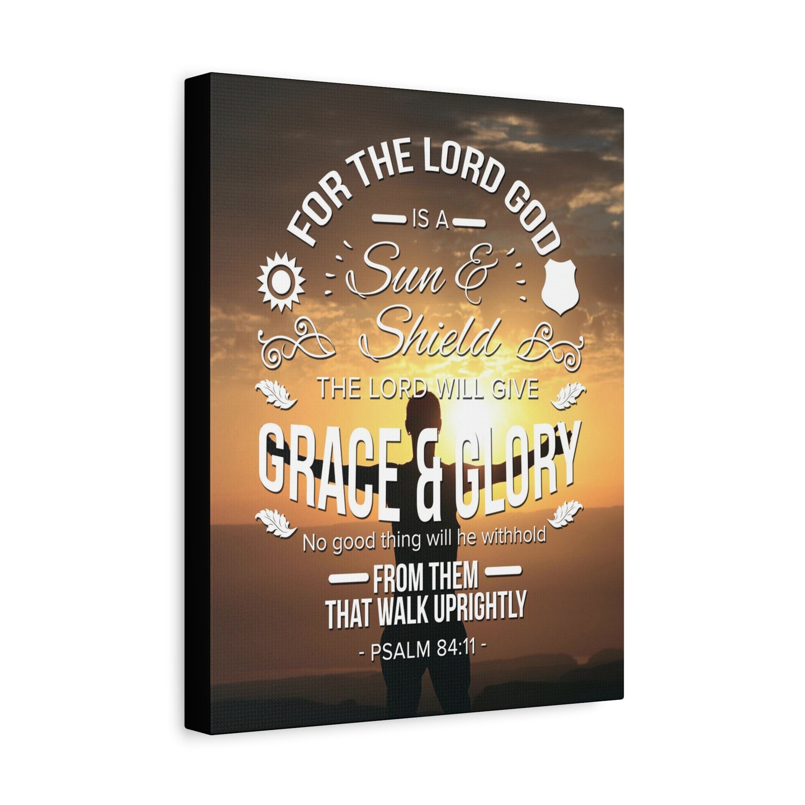 Scripture Canvas Grace And Glory Psalm 84:11 Christian Wall Art Bible Verse Print Ready to Hang-Express Your Love Gifts
