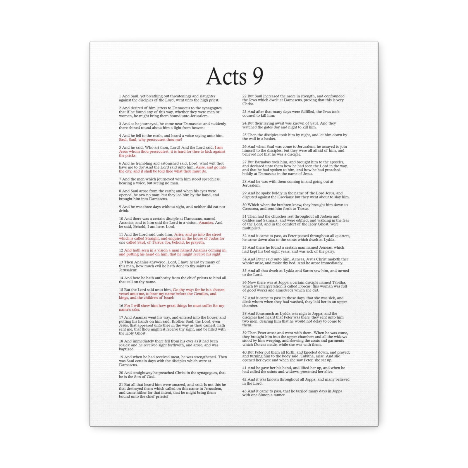 Scripture Walls Acts 9 Conversion of Saul Christ Words in Red Bible Verse Canvas Christian Wall Art Ready to Hang Unframed-Express Your Love Gifts