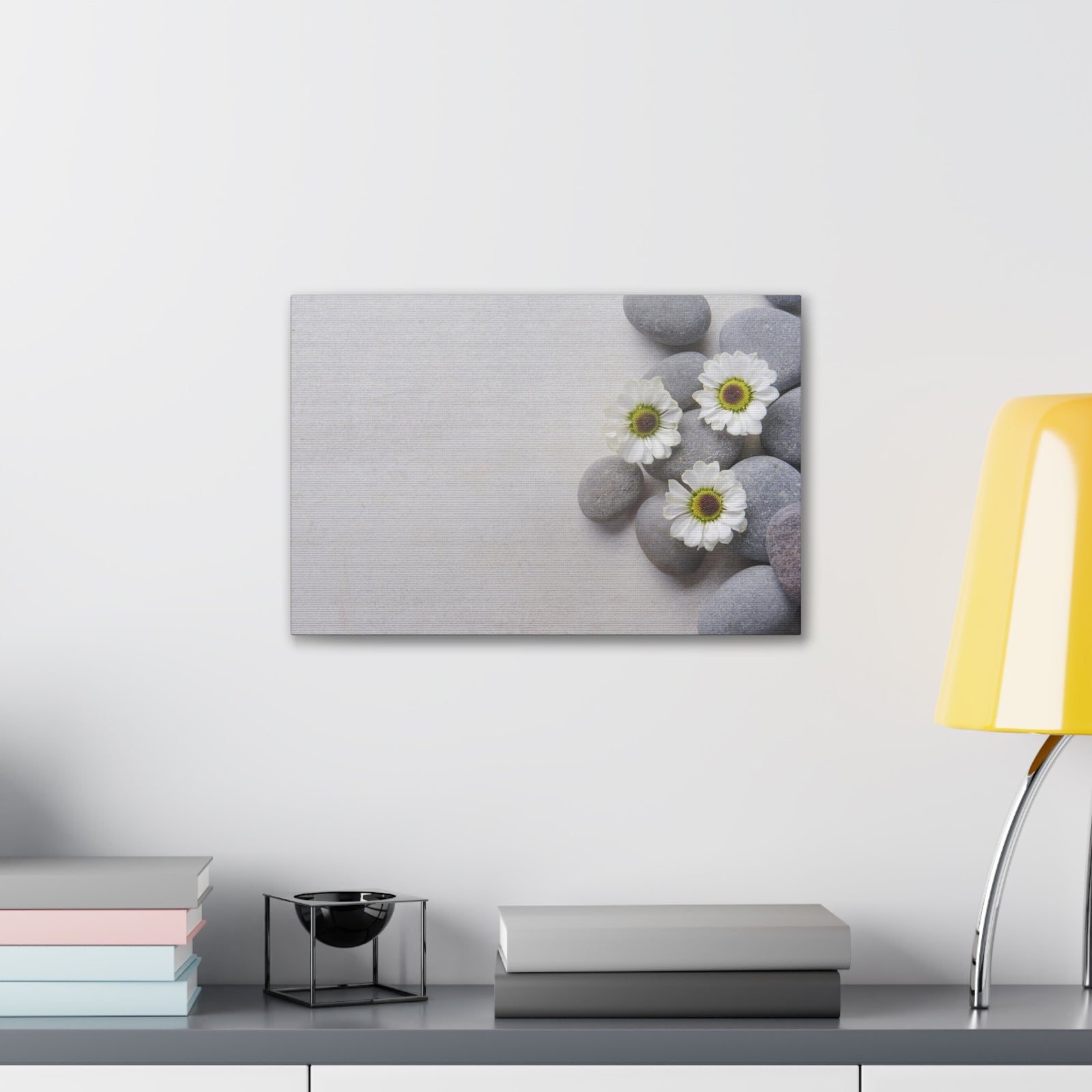Three White Flower Forest Floral Nature Photography Canvas Wall Art for Home Decor Ready-to-Hang-Express Your Love Gifts