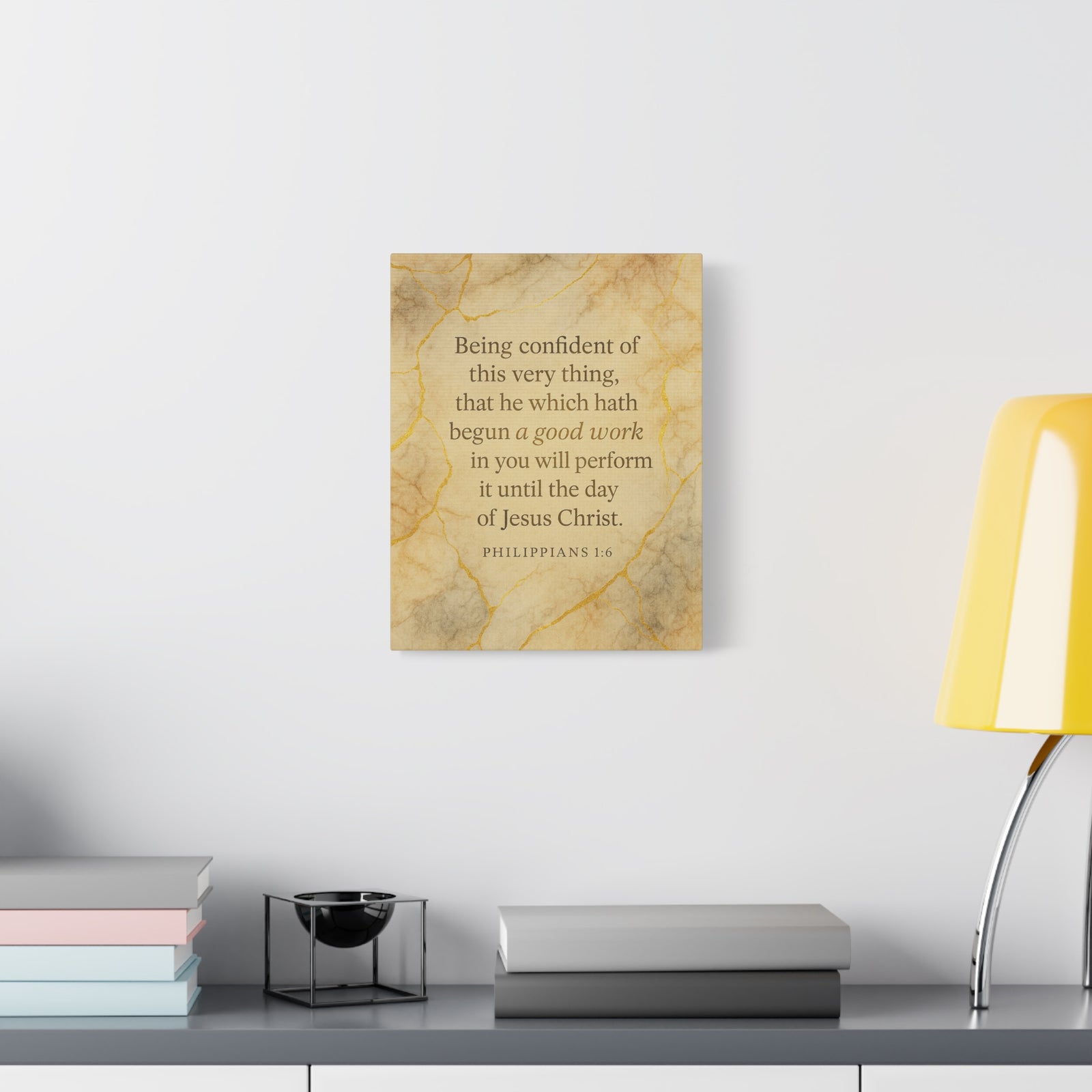 Bible Verse Canvas Philippians 1:6 Christian Home Décor Wall Art Scripture Ready to Hang Faith Print-Express Your Love Gifts