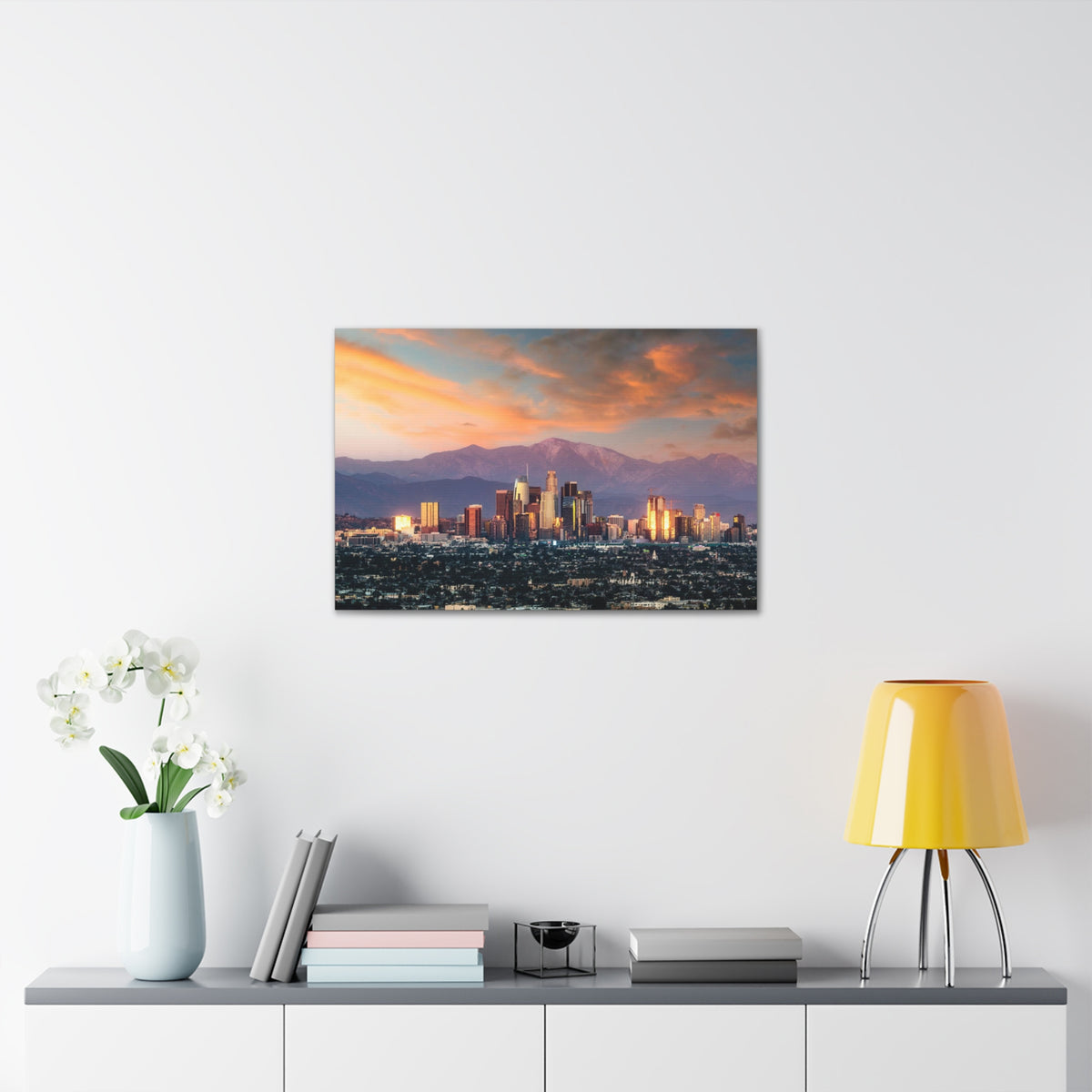 Los Angeles Daytime Skyline Canvas Artwork High-Quality Breathtaking Stunning Cityscape for Home Decor Ready to Hang-Express Your Love Gifts