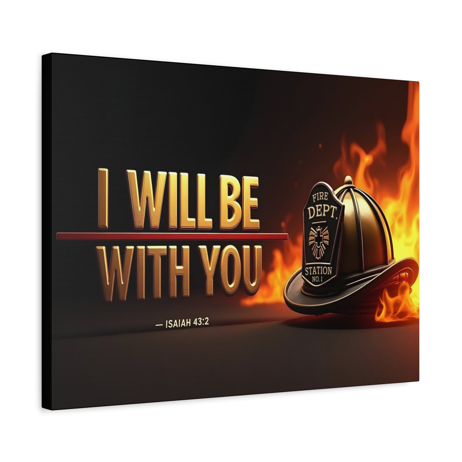 Scripture Walls Isaiah 43:2 Firefighter I Will Be With You Bible Verse Canvas Christian Wall Art Ready to Hang Unframed-Express Your Love Gifts
