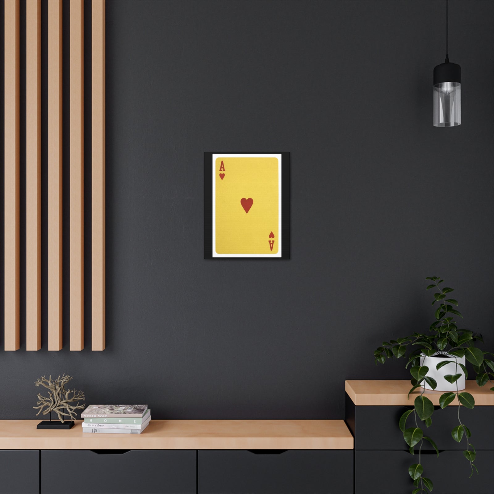Golden Ace Of Hearts Isolated White Background Playing Card Canvas Wall Art for Home Decor Ready-to-Hang-Express Your Love Gifts