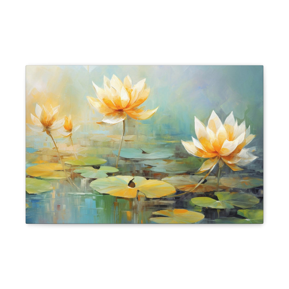 Hand-painted Lotus Flower Canvas Wall Art for Home Decor Ready-to-Hang-Express Your Love Gifts