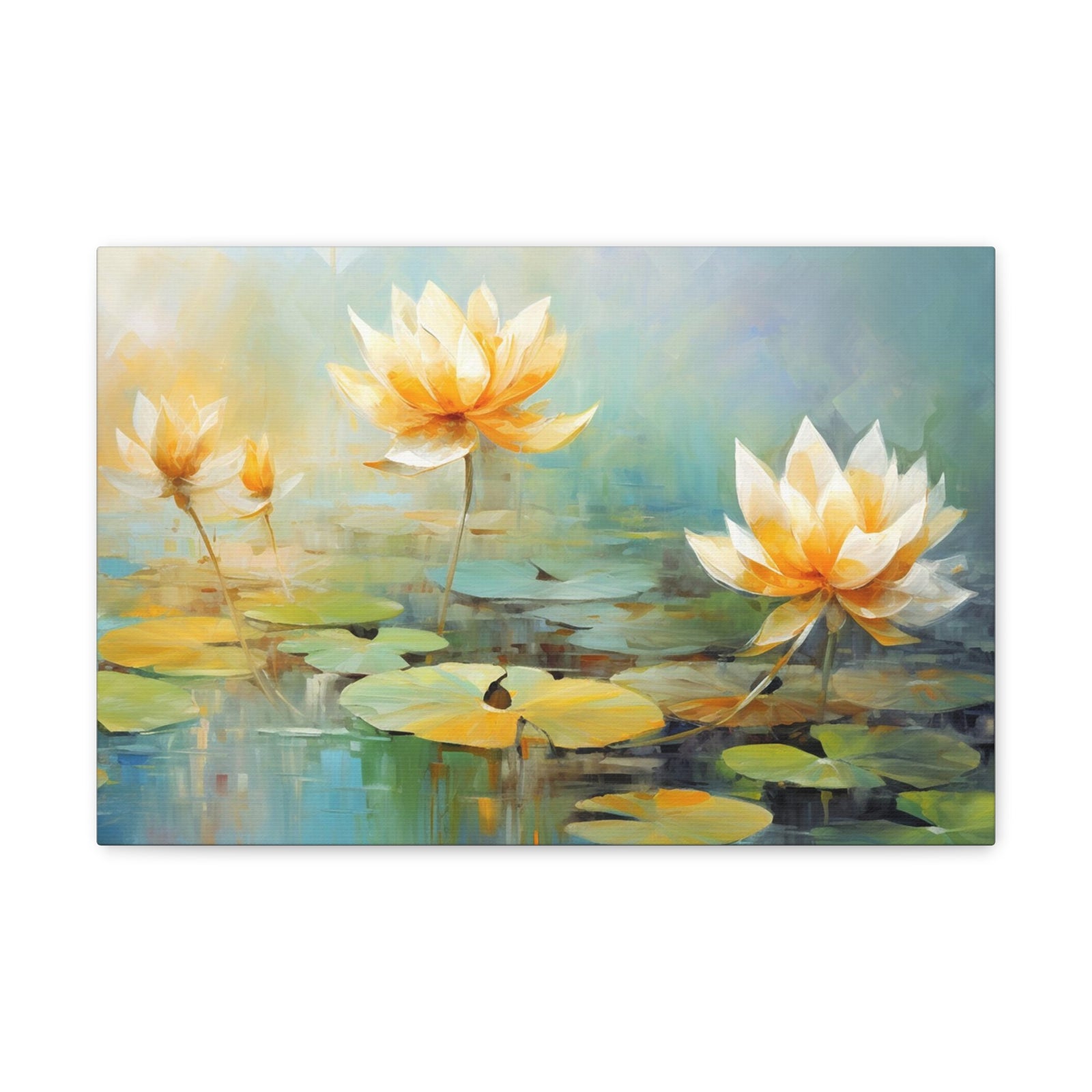 Hand-painted Lotus Flower Canvas Wall Art for Home Decor Ready-to-Hang-Express Your Love Gifts