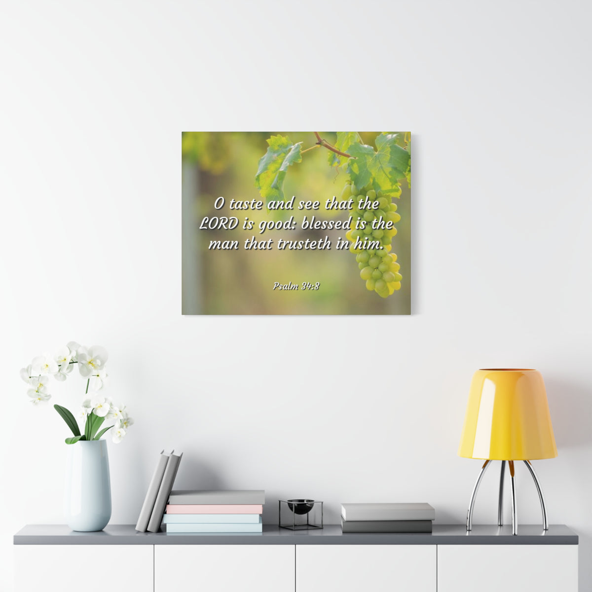 Scripture Canvas Lord Is Good Psalm 34:8 Christian Wall Art Bible Verse Print Ready to Hang-Express Your Love Gifts