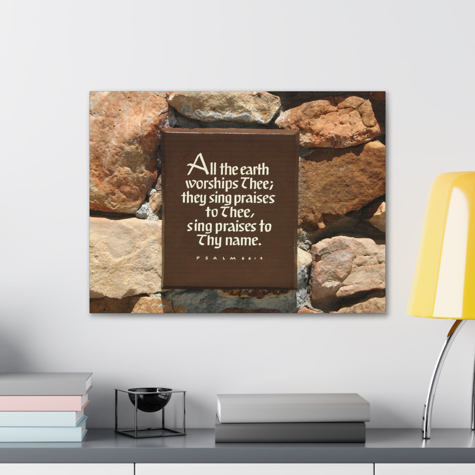 Scripture Walls Worships Thee Psalm 66:4 Bible Verse Canvas Christian Wall Art Ready to Hang-Express Your Love Gifts