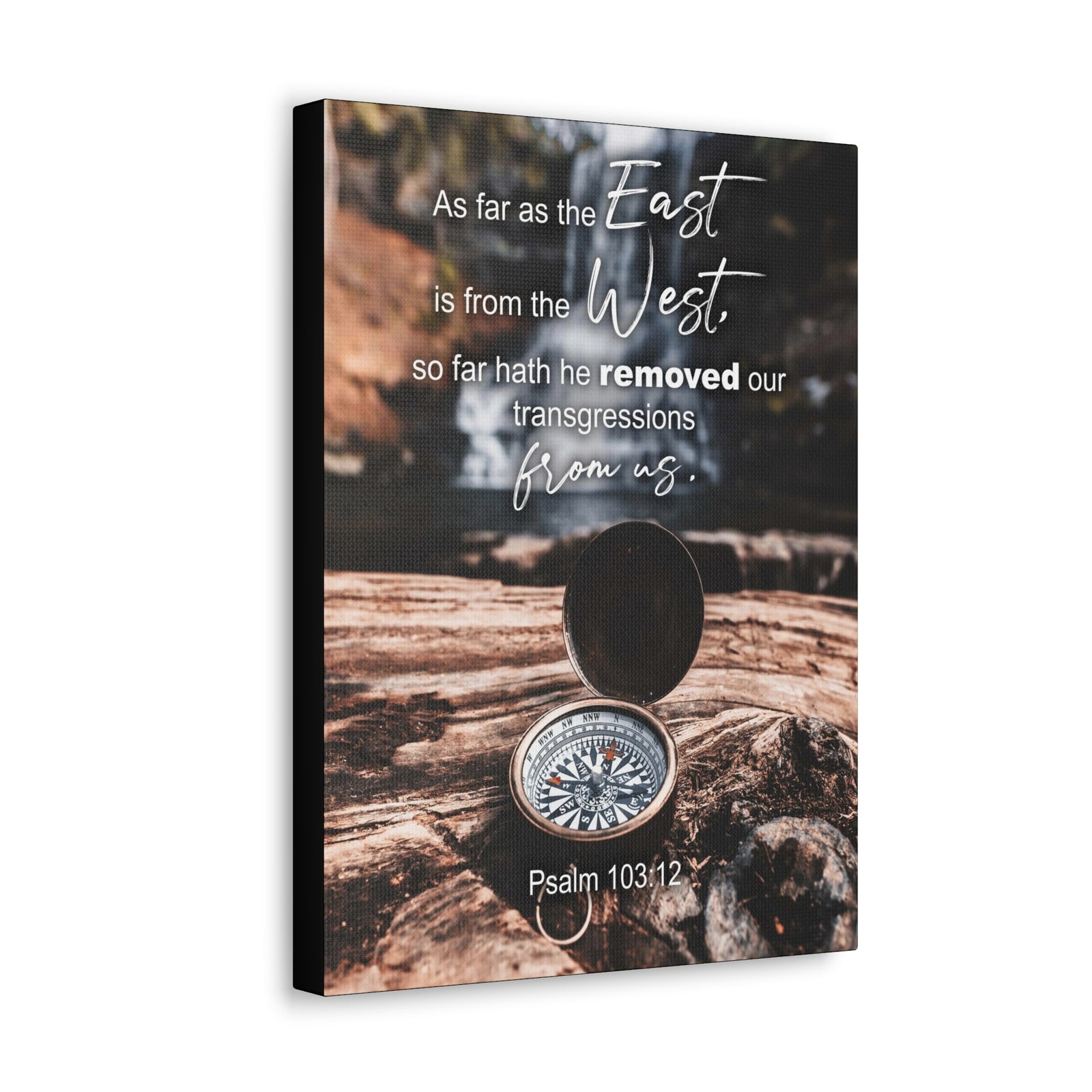 Scripture Canvas From Us Psalm 103:12 Christian Wall Art Bible Verse Print Ready to Hang-Express Your Love Gifts