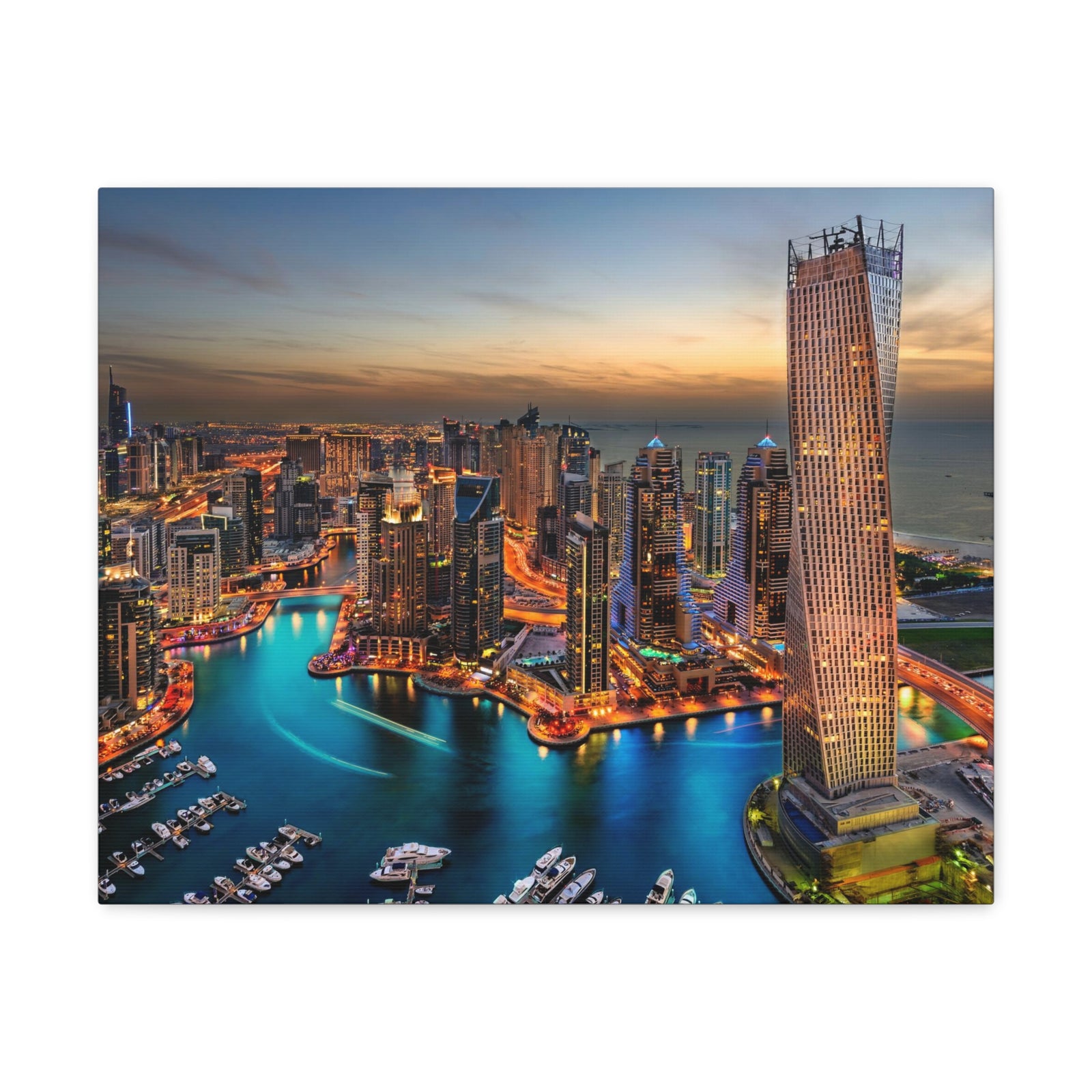 Dubai Night Skyline Canvas Artwork High-Quality Breathtaking Stunning Cityscape for Home Decor Ready to Hang-Express Your Love Gifts