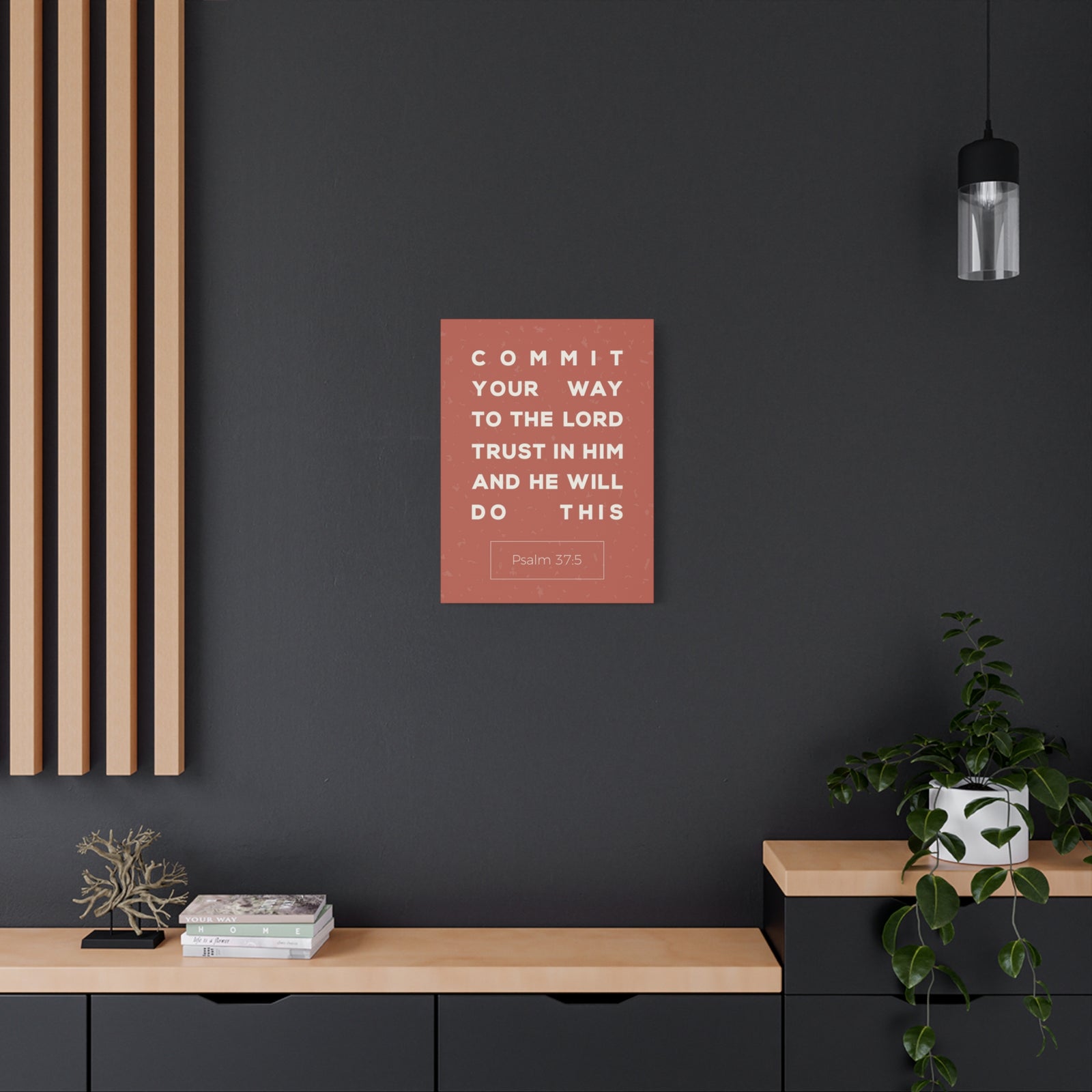 Scripture Canvas Commit Your Way Psalm 37:5 Christian Wall Art Bible Verse Print Ready To Hang-Express Your Love Gifts