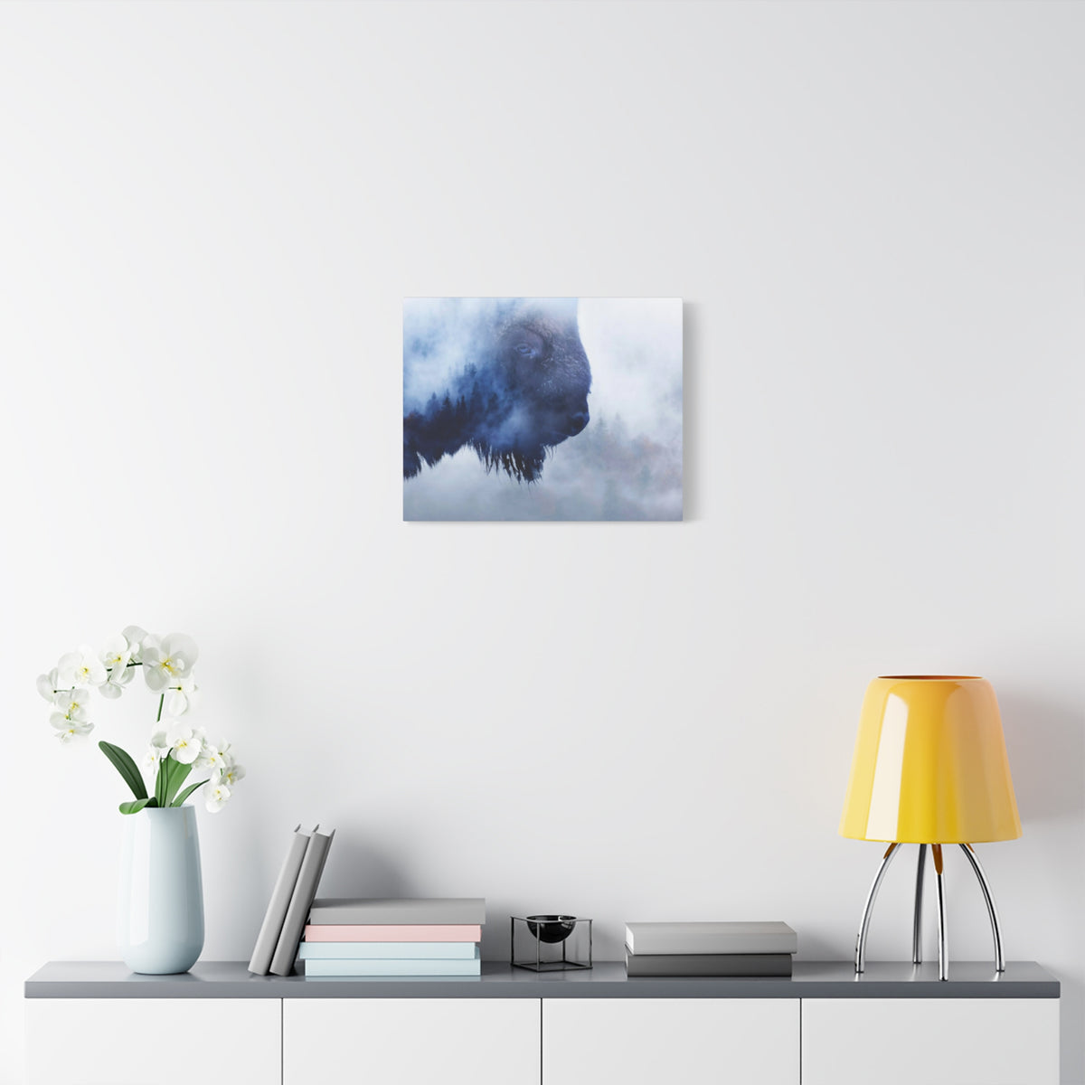 Wild Bison And A Pine Forest Buffalo Art Canvas Wall Art for Home Decor Ready-to-Hang-Express Your Love Gifts