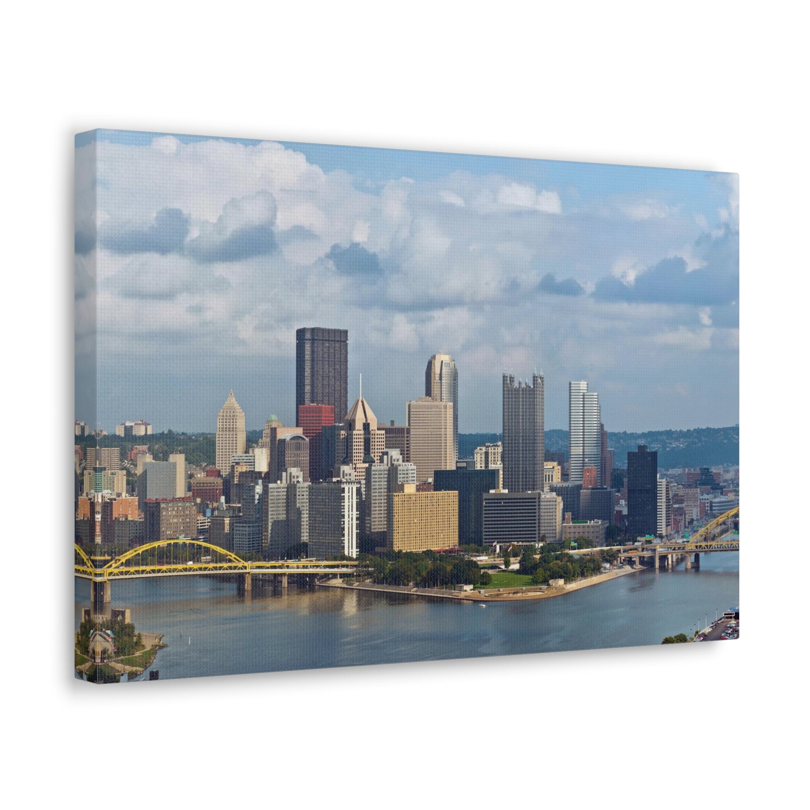 Pittsburgh Daytime Skyline Canvas Artwork High-Quality Breathtaking Stunning Cityscape for Home Decor Ready to Hang-Express Your Love Gifts