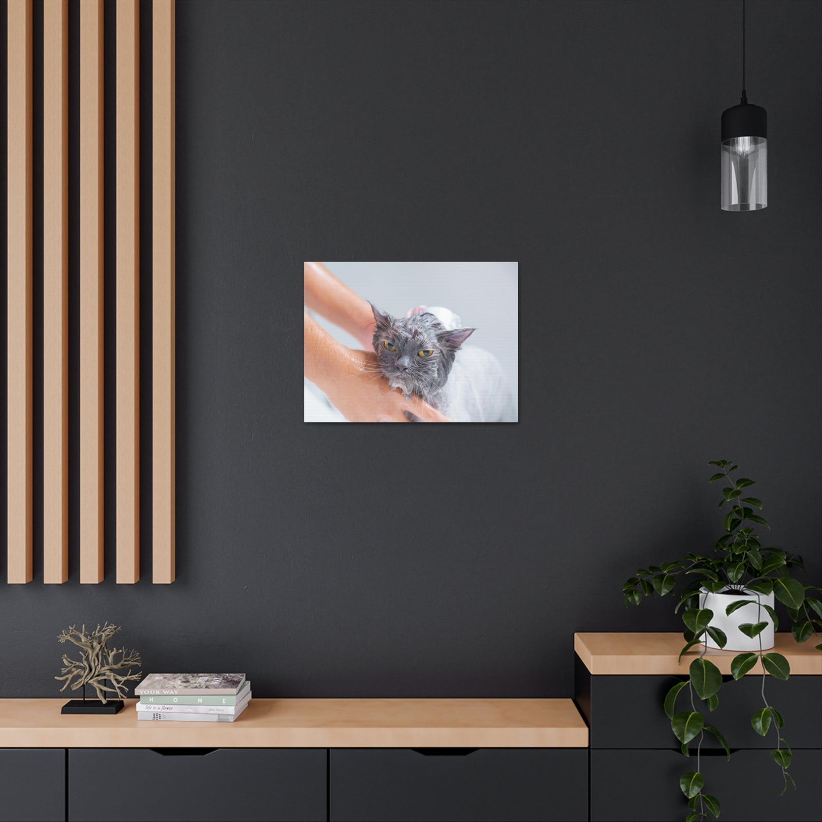 Cute Persian Cat Bath Canvas Wall Art for Home Decor Ready-to-Hang-Express Your Love Gifts
