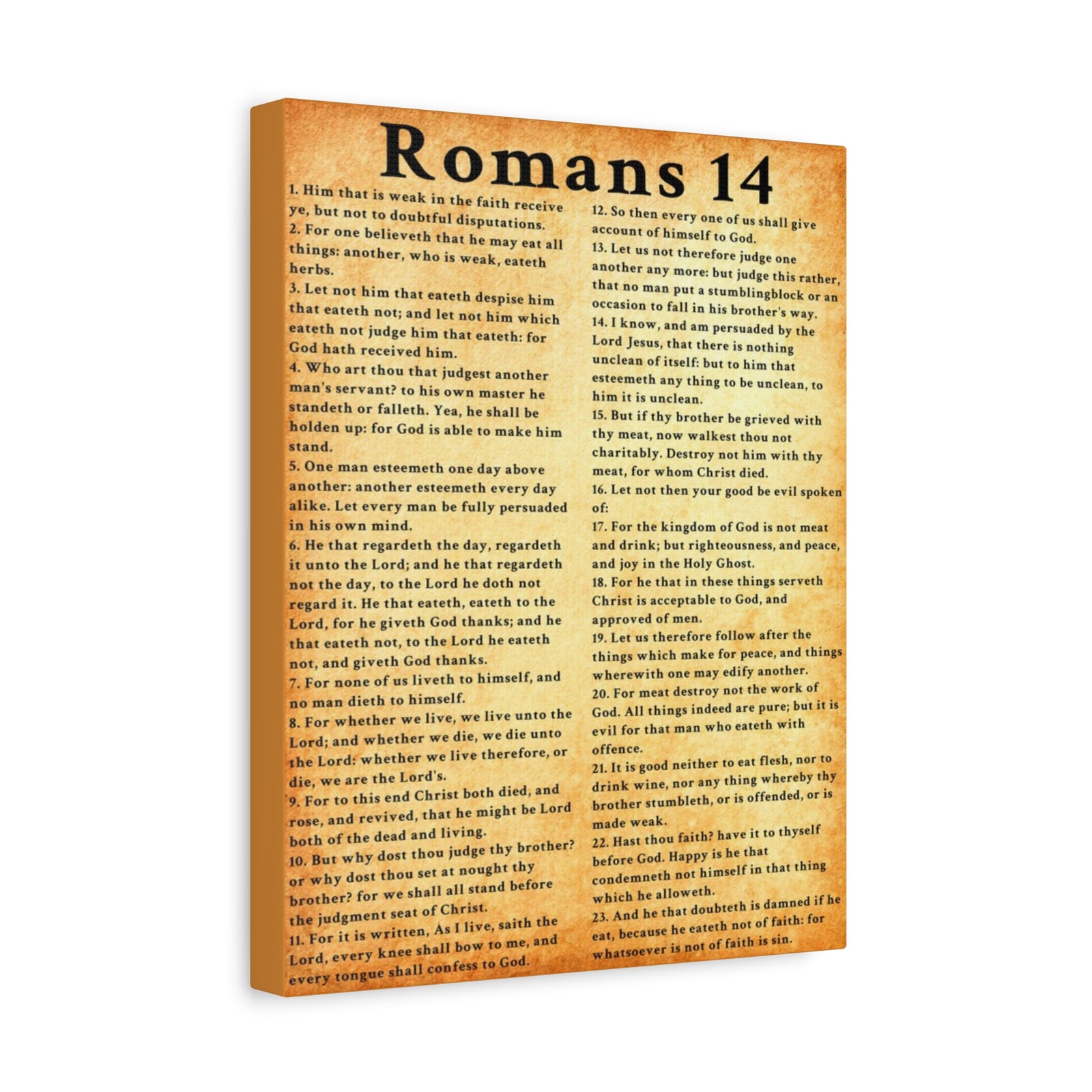 Scripture Walls Romans 14 Gold Bible Verse Canvas Christian Wall Art Ready to Hang Unframed-Express Your Love Gifts