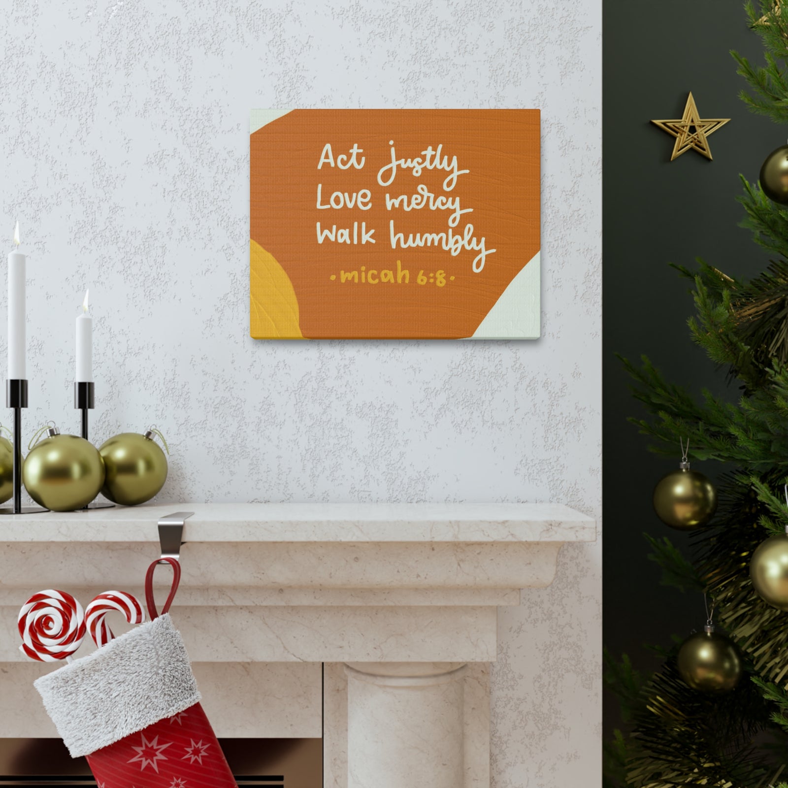 Scripture Canvas Act Justly Micah 6:8 Wall Art Bible Verse Print Ready to Hang-Express Your Love Gifts