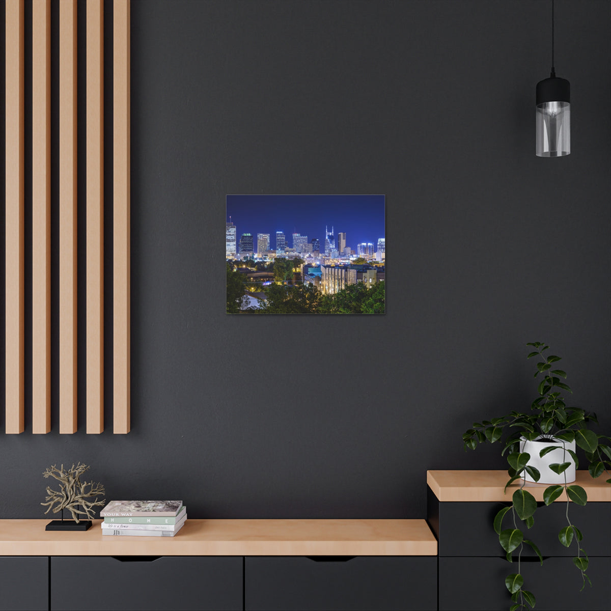 Nashville Night Skyline Canvas Artwork High-Quality Breathtaking Stunning Cityscape for Home Decor Ready to Hang-Express Your Love Gifts