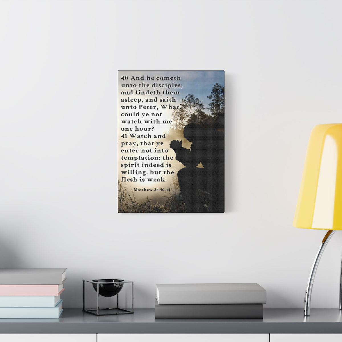 Matthew 26:40-41 Watch and Pray Bible Verse Canvas – Christian Wall Art, Ready to Hang-Express Your Love Gifts