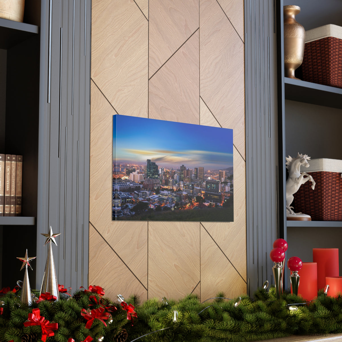 Cape Town Night Skyline Canvas Artwork High-Quality Breathtaking Stunning Cityscape for Home Decor Ready to Hang-Express Your Love Gifts