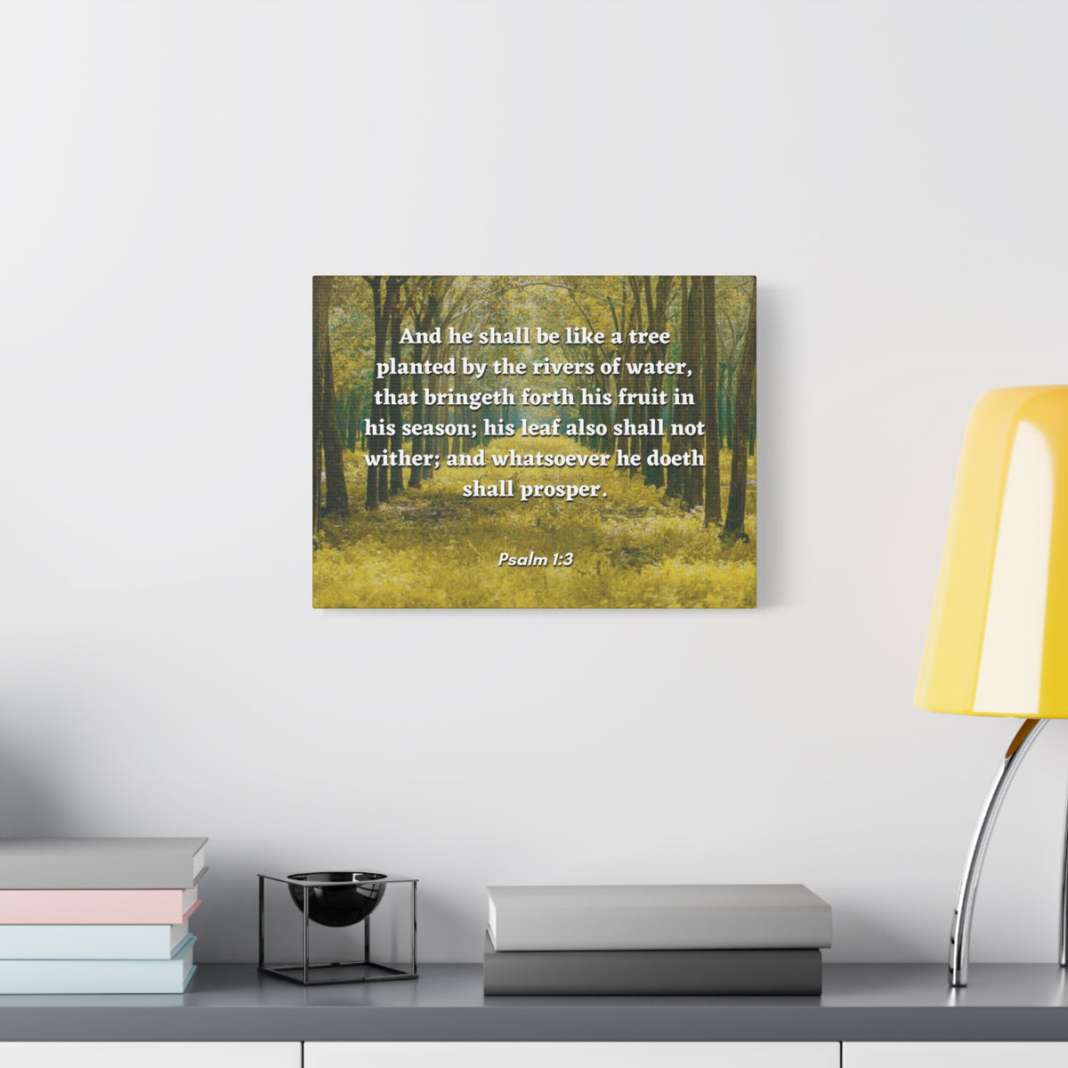 Scripture Canvas Shall Prosper Psalms 1:3 Christian Wall Art Bible Verse Print Ready to Hang-Express Your Love Gifts
