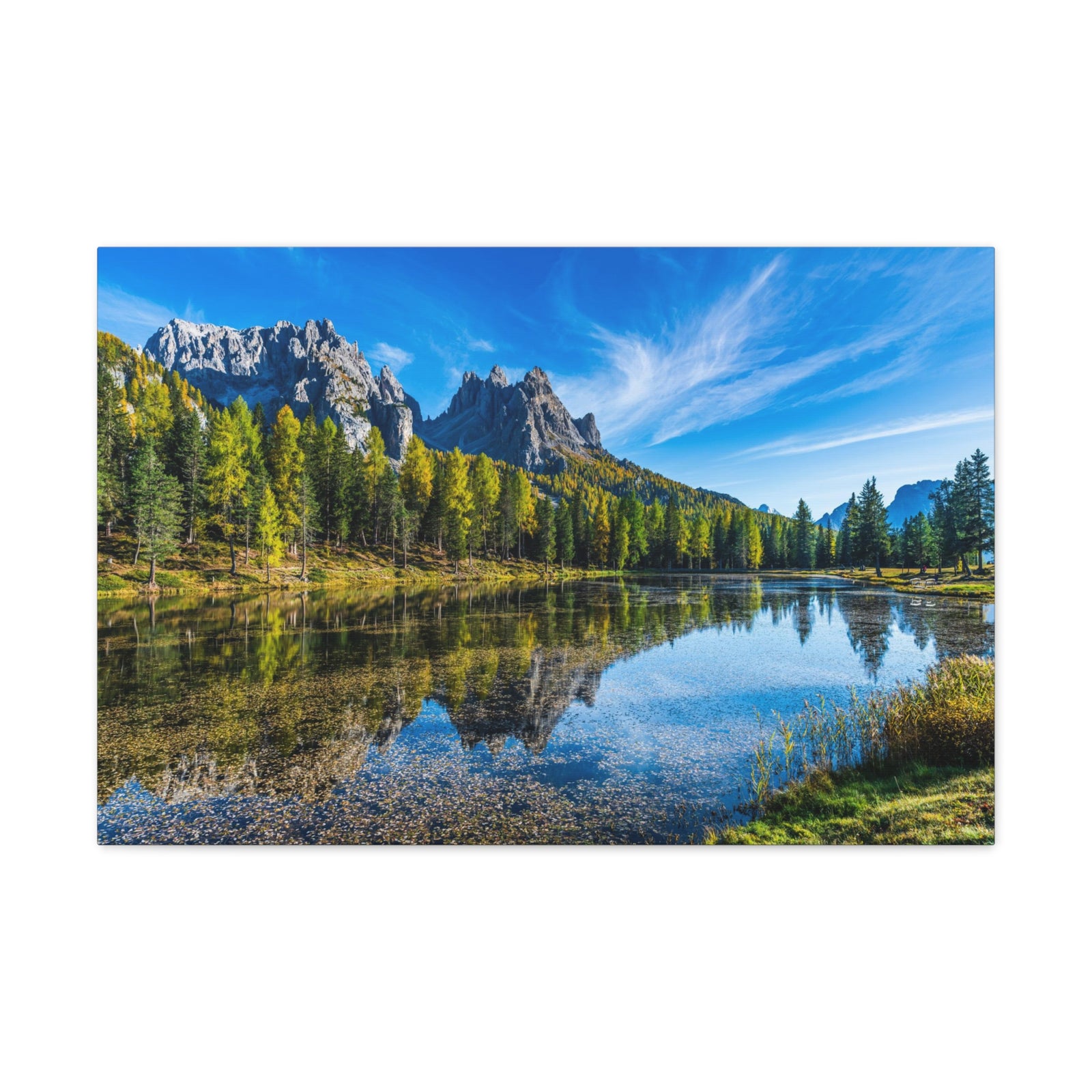Valley Mountain Lake Nature Wilderness Photography Canvas Wall Art for Home Decor Ready-to-Hang-Express Your Love Gifts