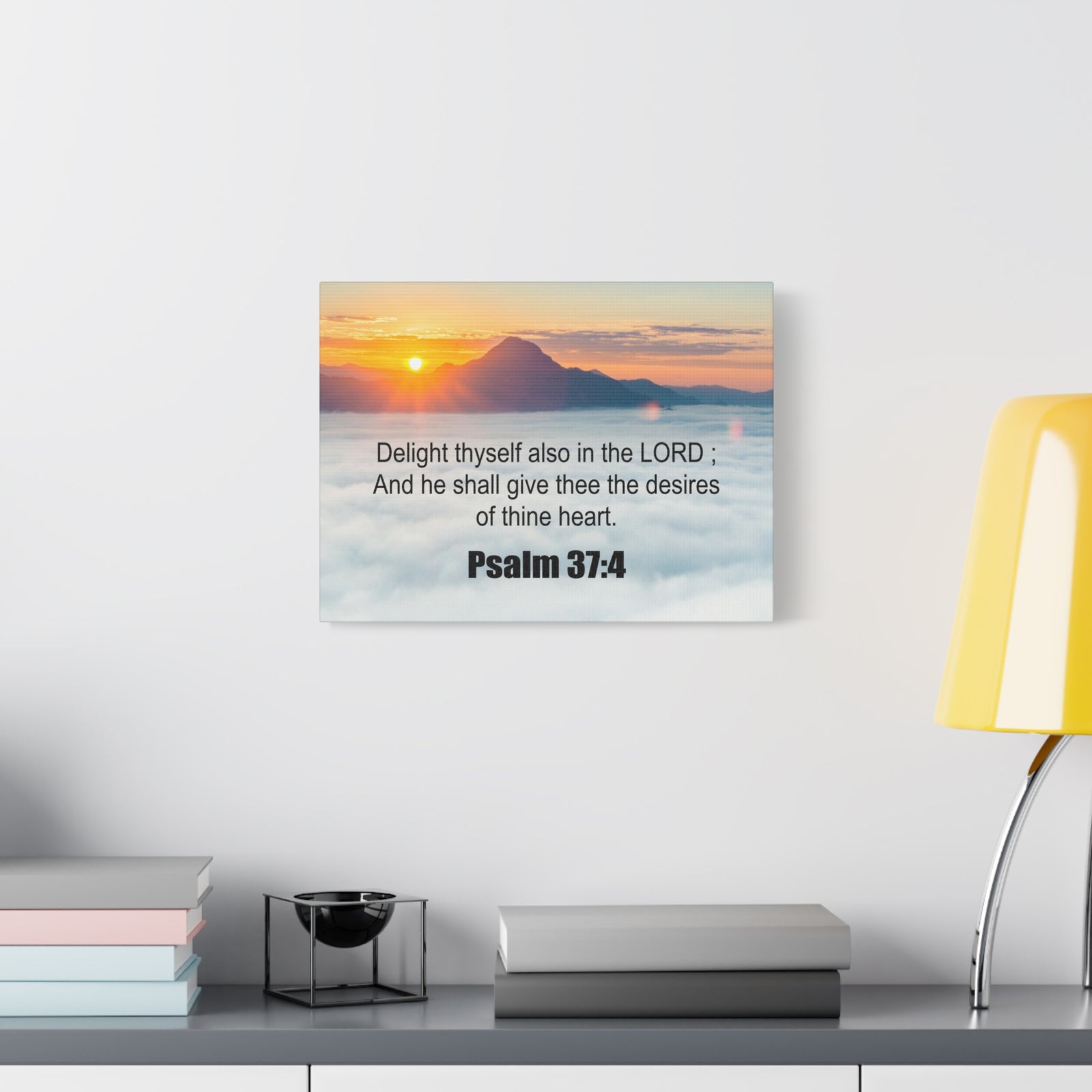 Scripture Canvas Delight Thyself Psalm 37:4 Christian Wall Art Bible Verse Print Ready to Hang-Express Your Love Gifts