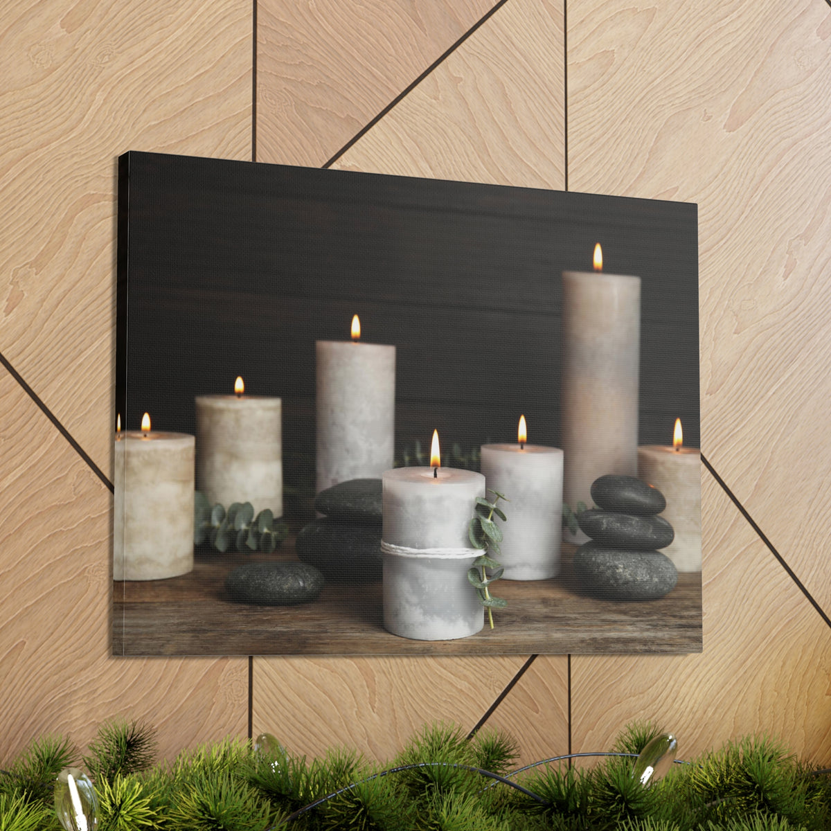 Composition with Burning Candles Forest Floral Nature Photography Canvas Wall Art for Home Decor Ready-to-Hang-Express Your Love Gifts
