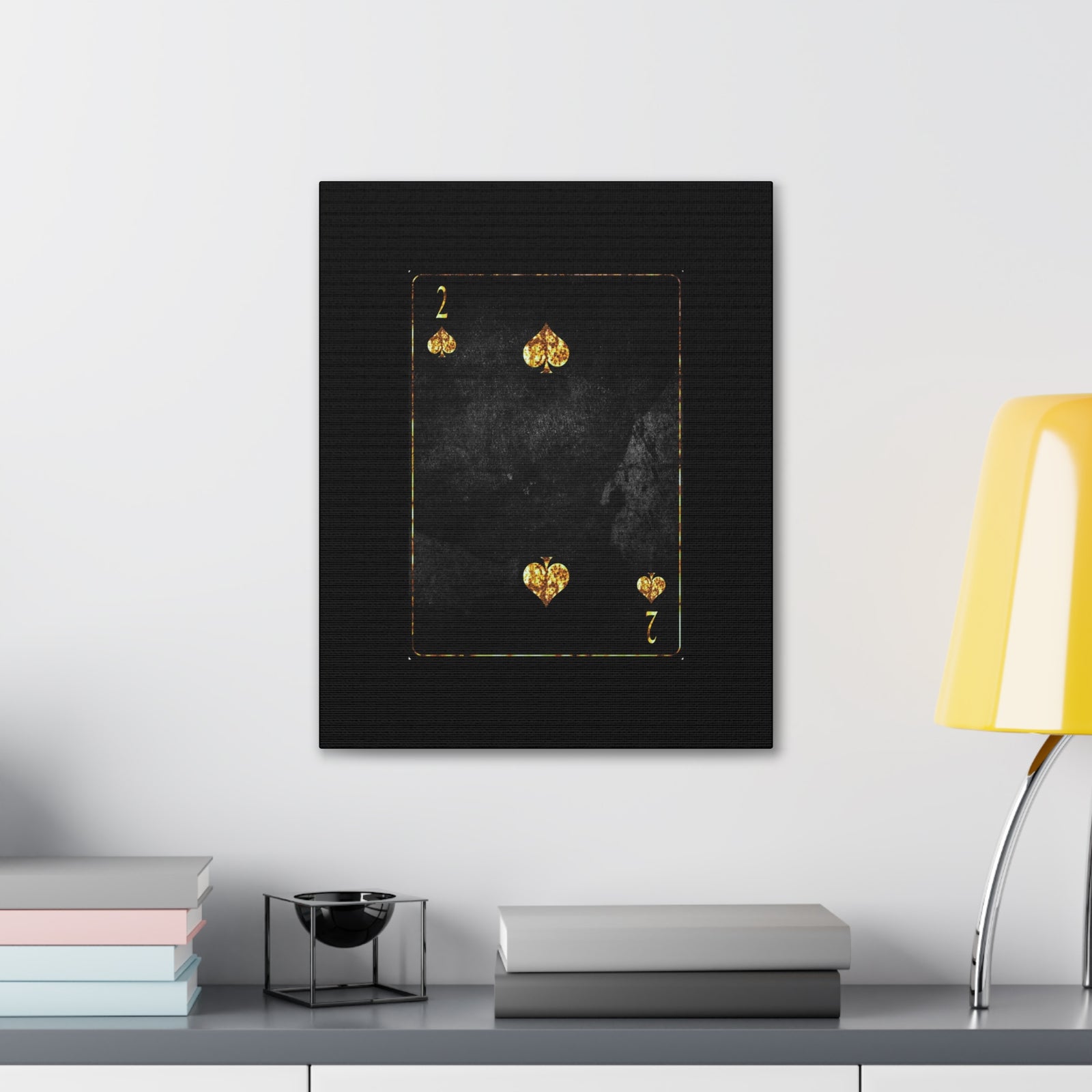 Two Of Spades Grunge Card Playing Card Canvas Wall Art for Home Decor Ready-to-Hang-Express Your Love Gifts