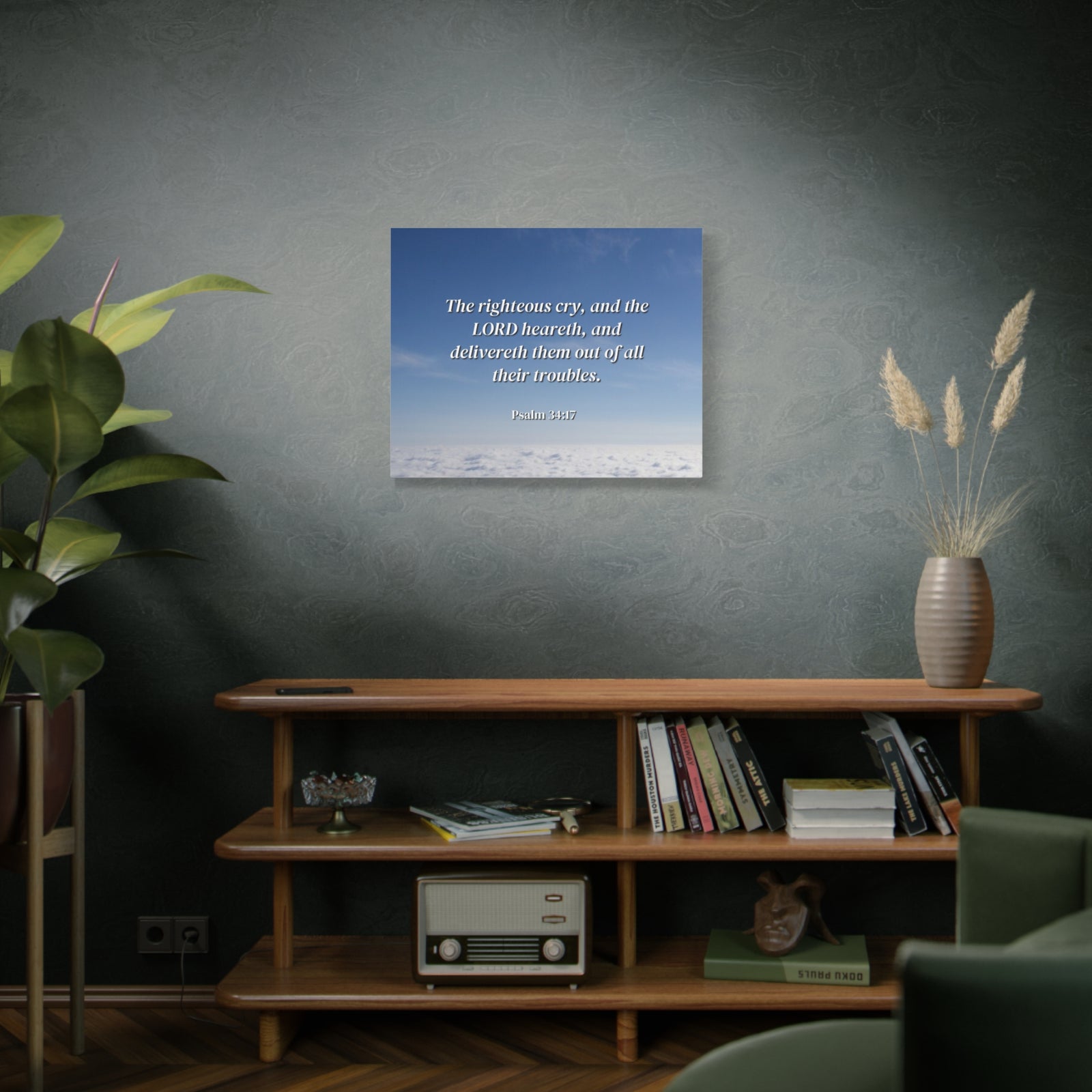 Scripture Canvas The Righteous Cry Psalm 34:17 Christian Wall Art Bible Verse Print Ready to Hang-Express Your Love Gifts