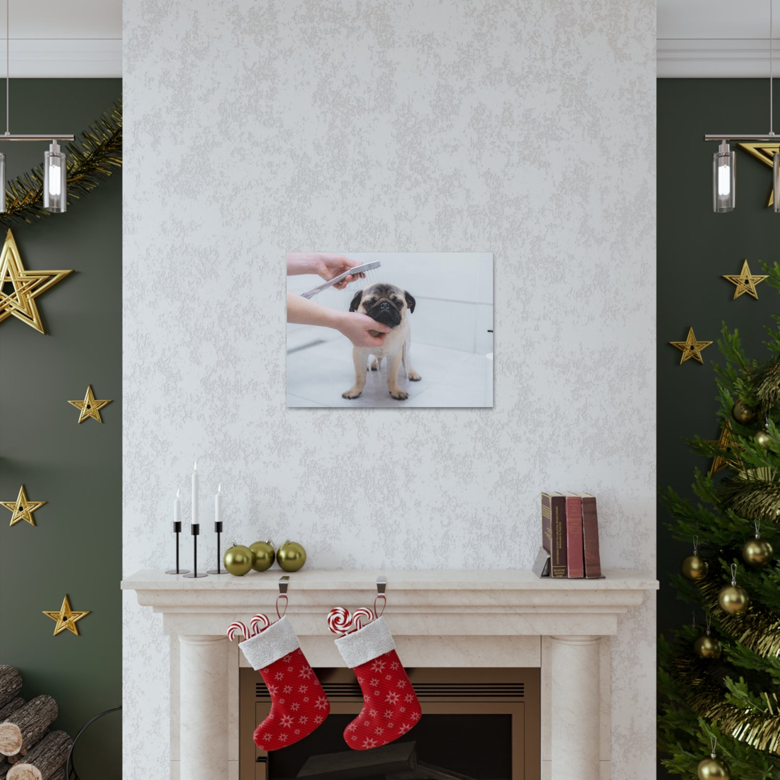 Cute Pug Bathee Canvas Wall Art for Home Decor Ready-to-Hang-Express Your Love Gifts