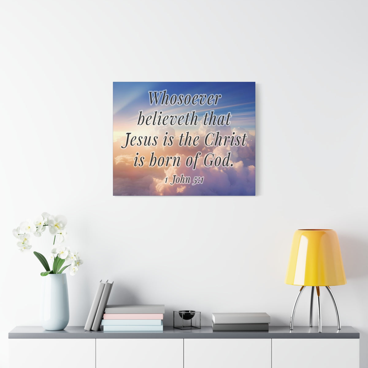 Scripture Walls 1 John 5:1 Jesus is the Christ Bible Verse Canvas Christian Wall Art Ready to Hang Unframed-Express Your Love Gifts