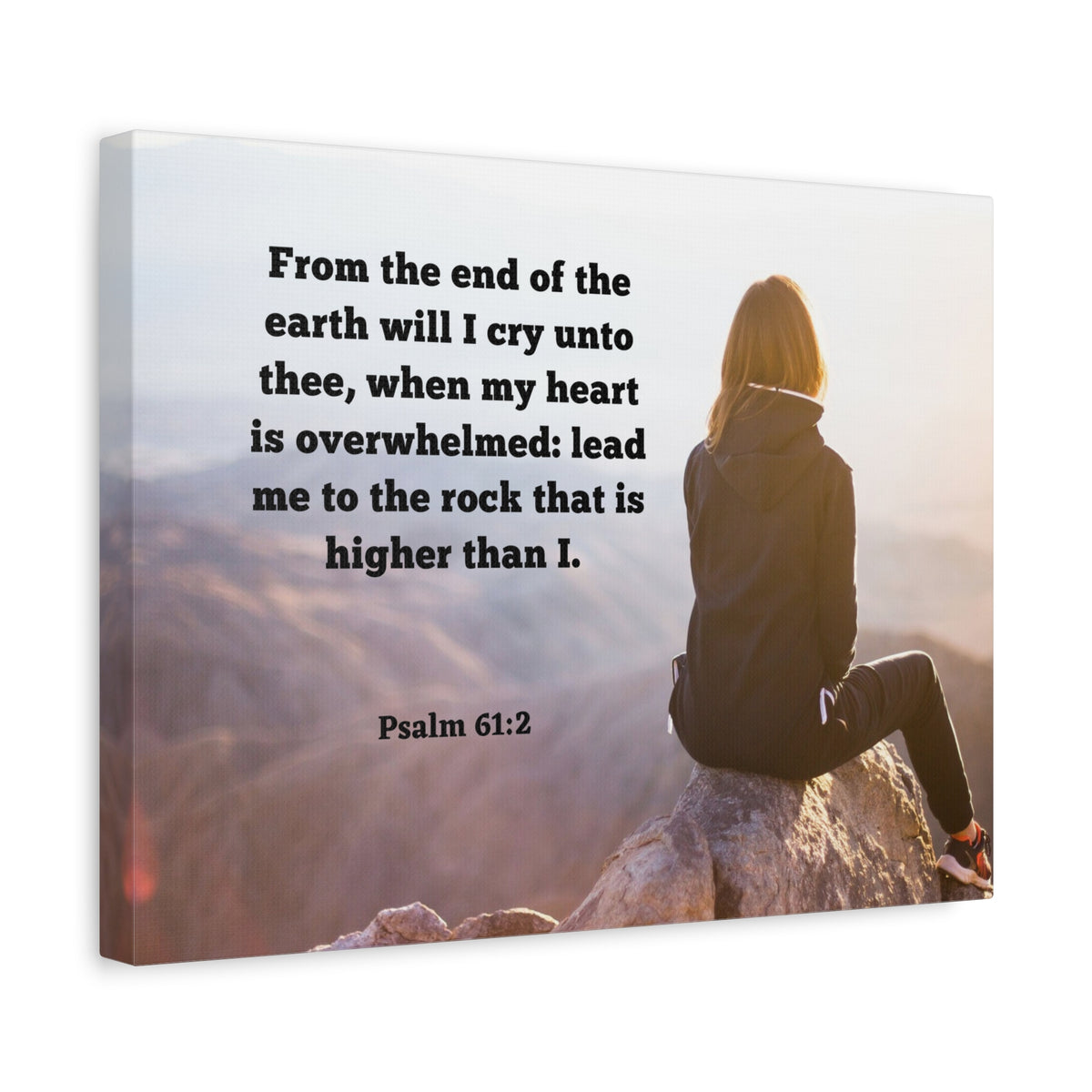 Scripture Canvas Heart Is Overwhelmed Psalms 61:2 Christian Wall Art Bible Verse Print Ready to Hang-Express Your Love Gifts