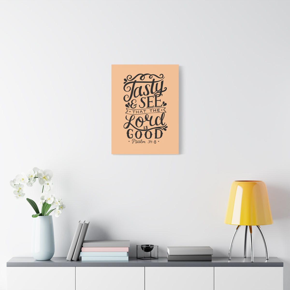 Scripture Canvas Tasty And See That Psalm 34:8 Christian Wall Art Bible Verse Print Ready To Hang-Express Your Love Gifts