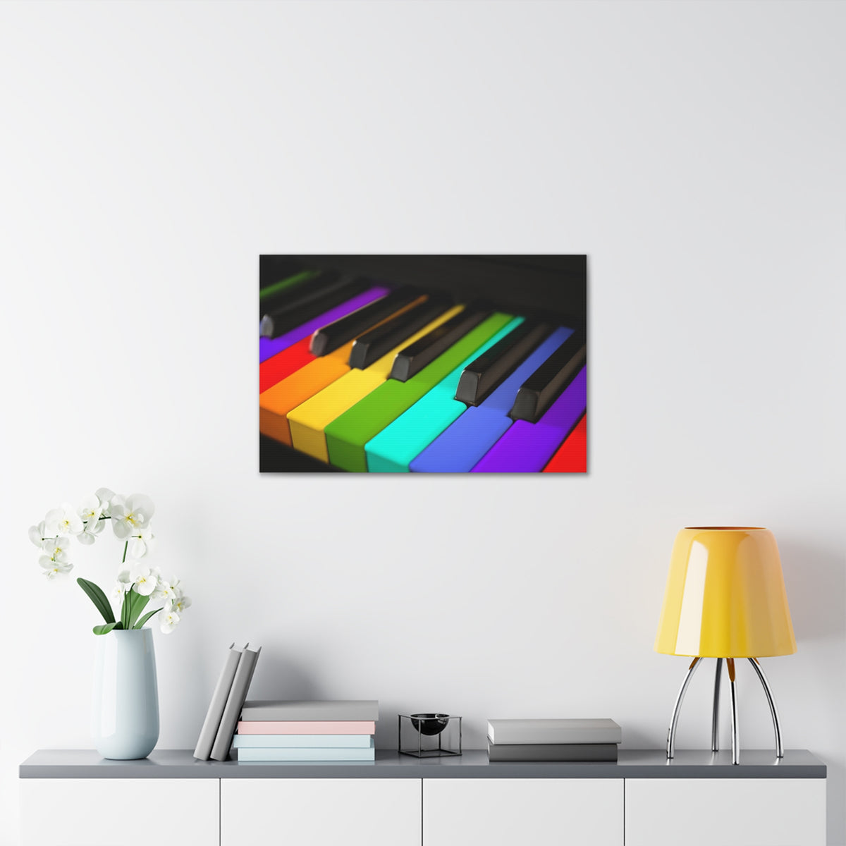 Piano Keys In Rainbow Music Lover's Delight Piano Keyboard Canvas Wall Art for Home Decor Ready-to-Hang-Express Your Love Gifts