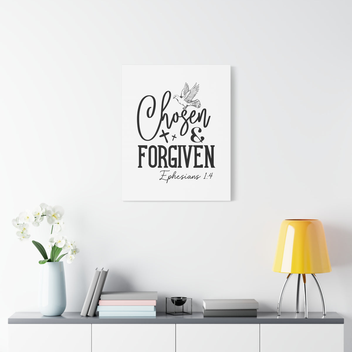 Scripture Walls Ephesians 1:4 Chosen & Forgiven Bible Verse Canvas Christian Wall Art Ready to Hang Unframed-Express Your Love Gifts