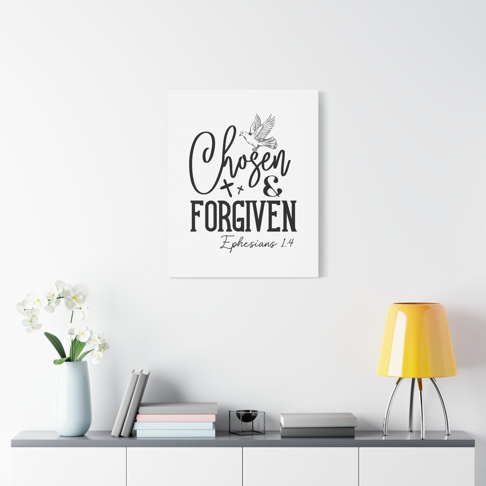 Scripture Walls Ephesians 1:4 Chosen & Forgiven Bible Verse Canvas Christian Wall Art Ready to Hang Unframed-Express Your Love Gifts