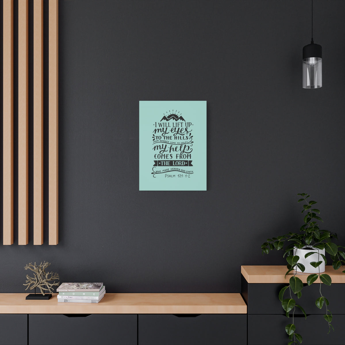 Scripture Canvas Heaven And Earth Psalm 121:1-2 Christian Wall Art Bible Verse Print Ready to Hang-Express Your Love Gifts
