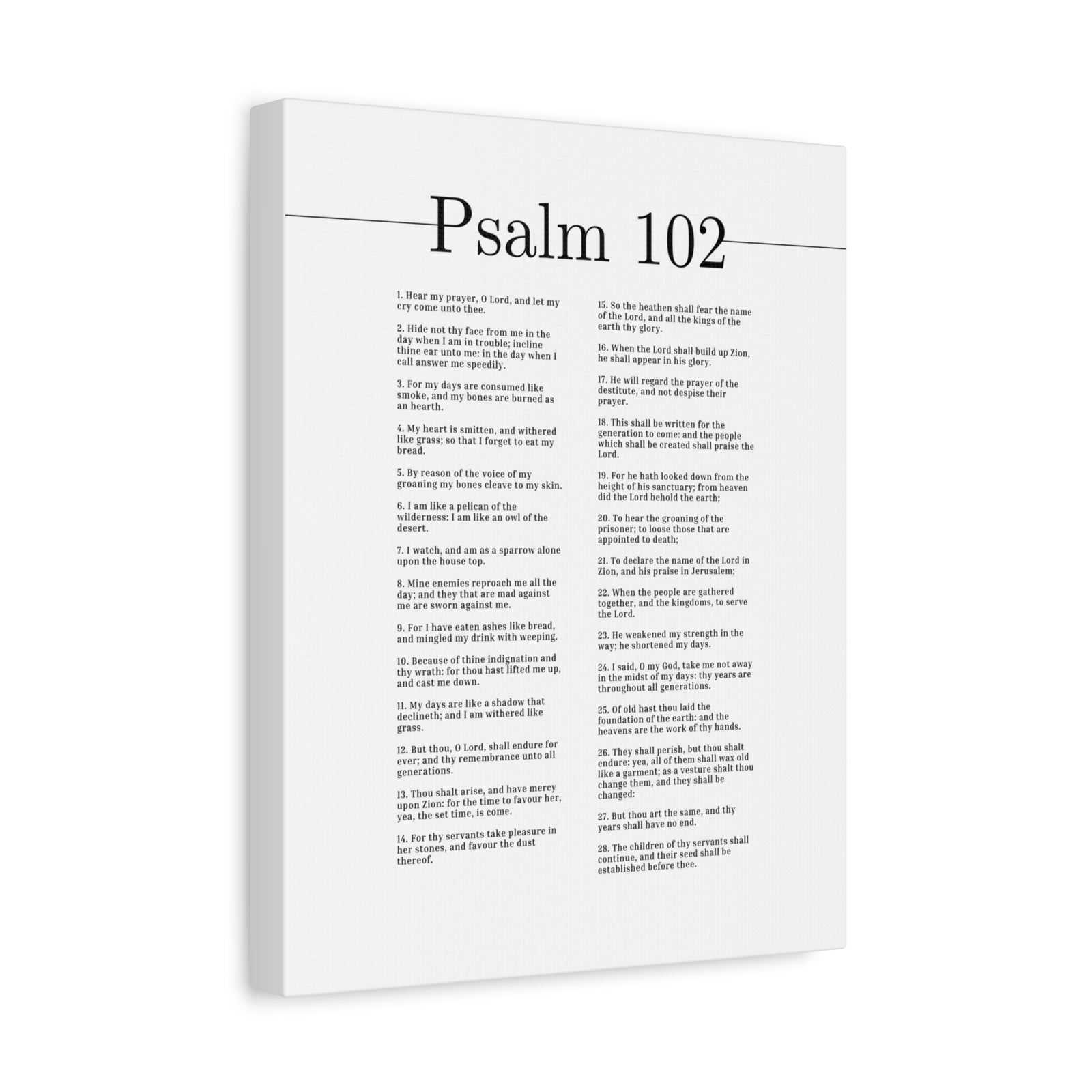 Scripture Canvas Hear My Prayer, O Lord Psalm 102 Christian Wall Art Bible Verse Print Ready to Hang-Express Your Love Gifts