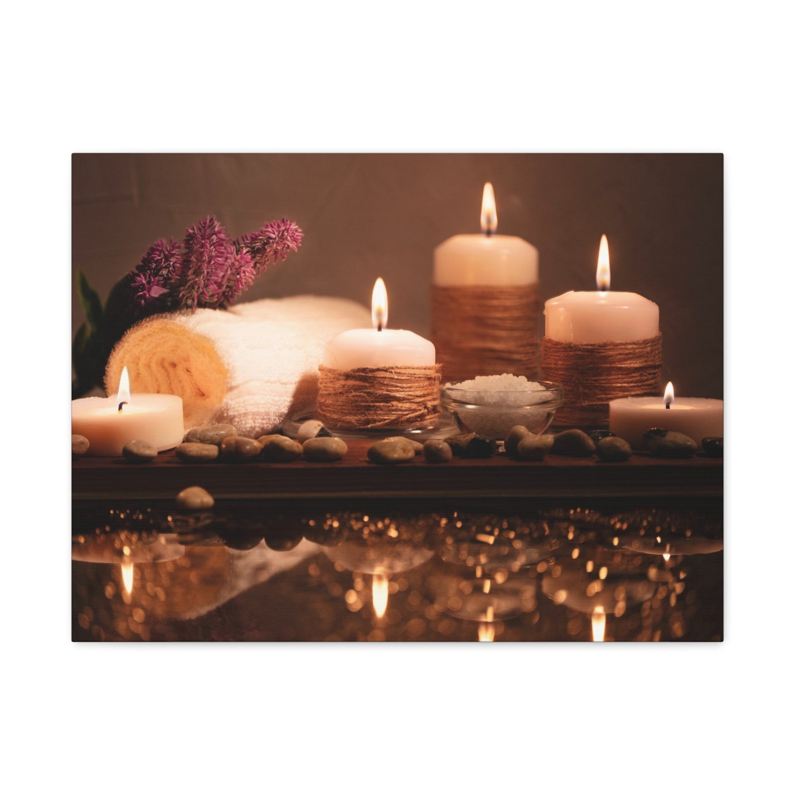 Pebbles and Aromatic Candles Forest Floral Nature Photography Canvas Wall Art for Home Decor Ready-to-Hang-Express Your Love Gifts
