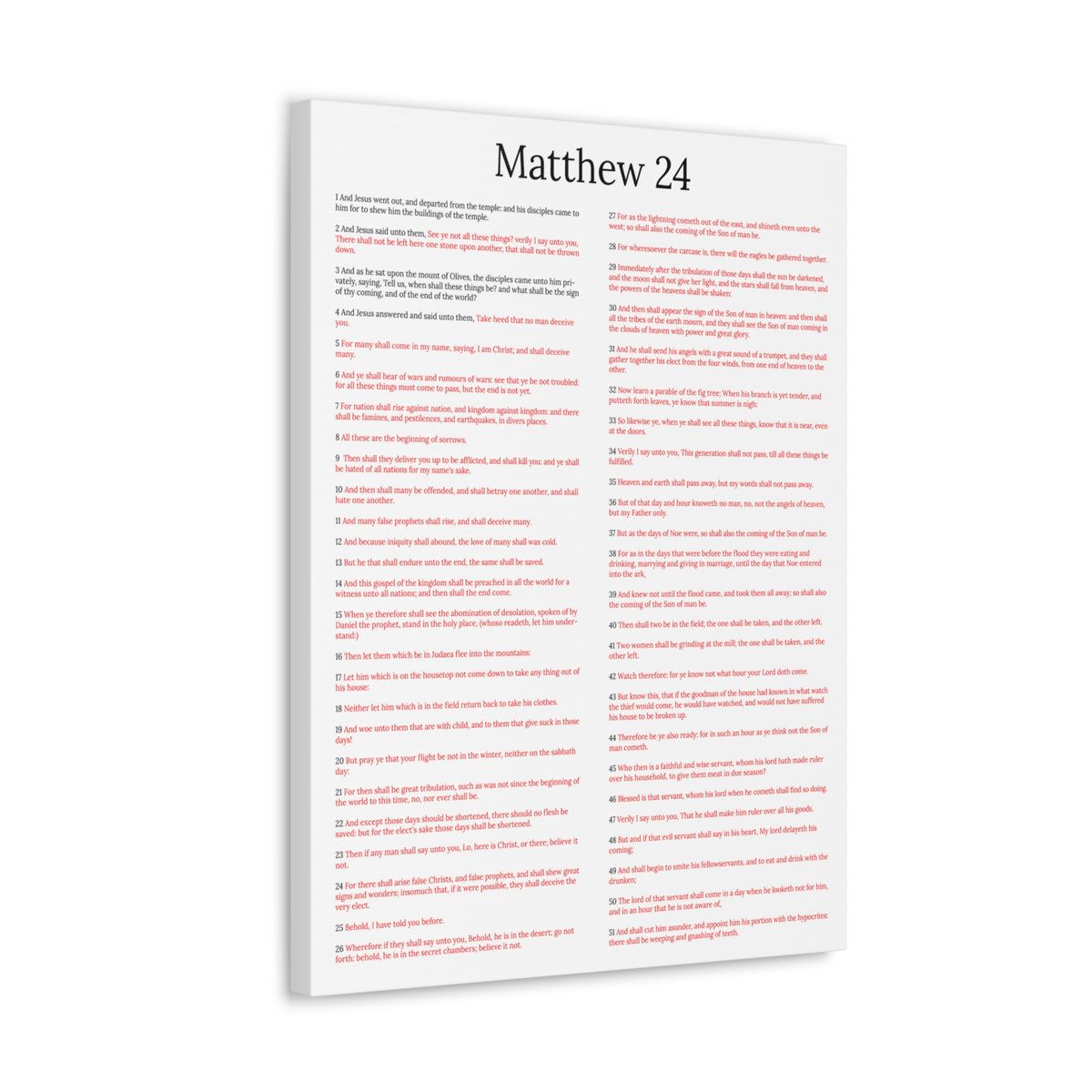 Scripture Walls Matthew 24 Chapter Christ Words in Red Christian Wall Art Print Ready to Hang Unframed-Express Your Love Gifts